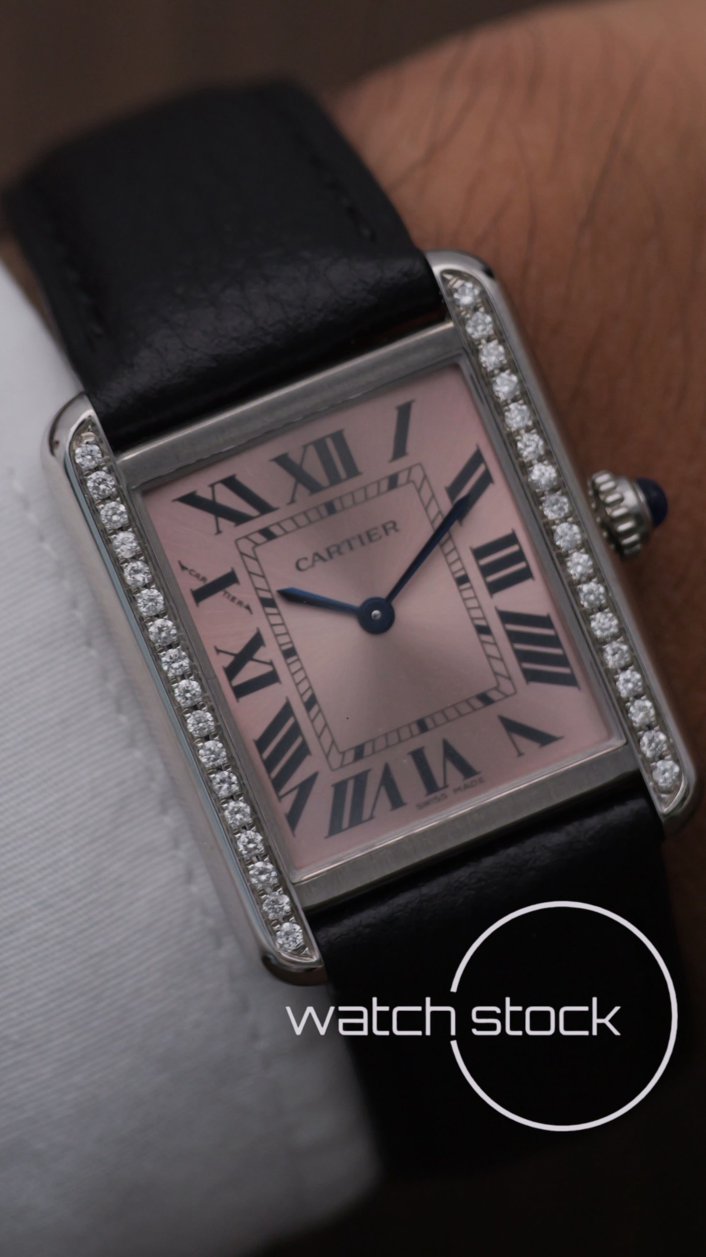 Cartier Tank Solo Rose dial diamond Ref W5200000 S/M 31x25mm Full set 2019 Edizione Speciale Boutique Parigi