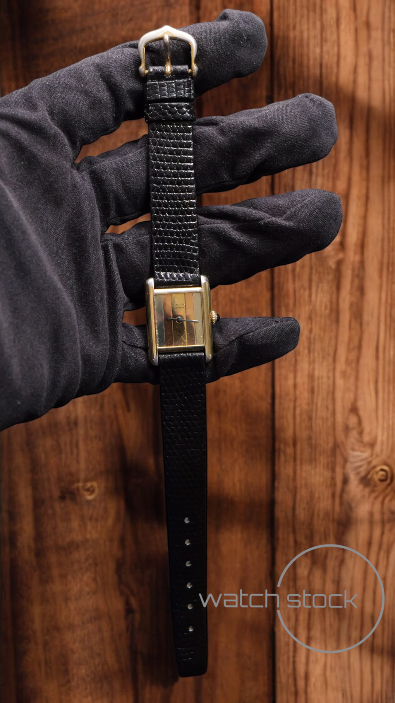 Cartier tank ref. 227001 vermeil argent plaque gold Trinity dial carica manuale taglia 3