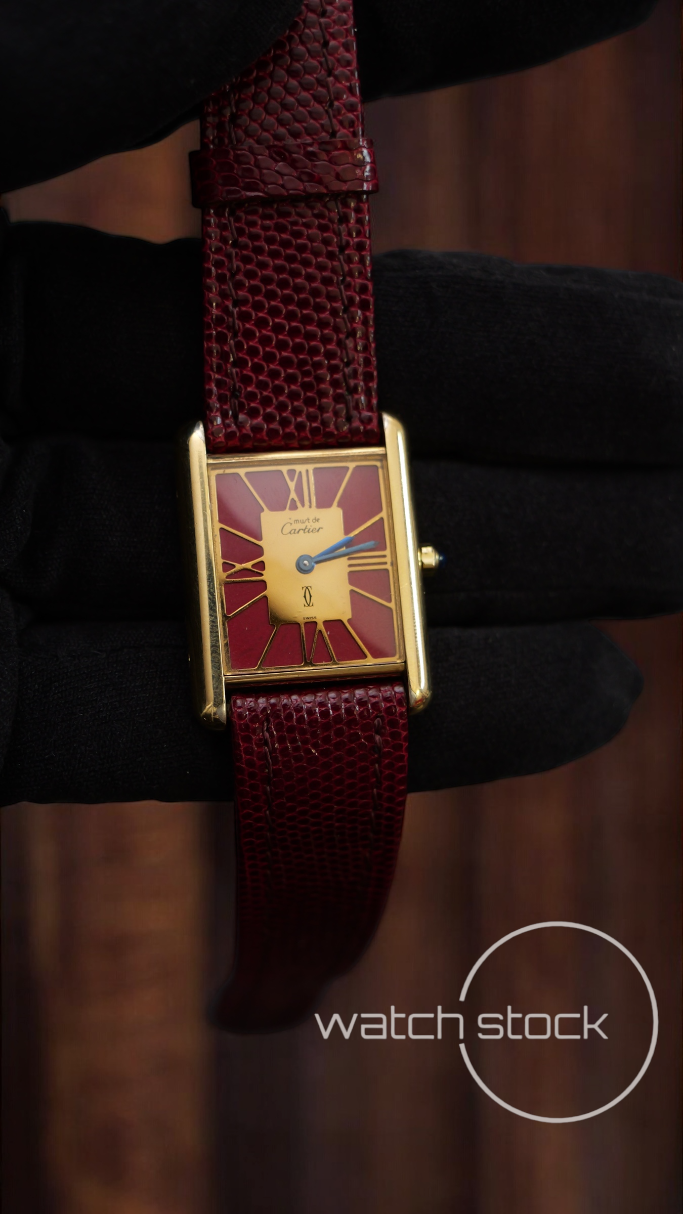 Cartier tank vermeil argent plaque gold dial quarz tg.6 grande RARO