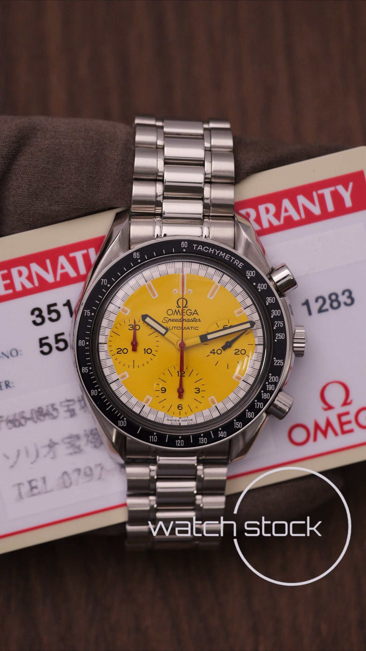 Omega speedmaster Schumacher reduced yellow dial ref. 175.0032 39mm automatic 1995