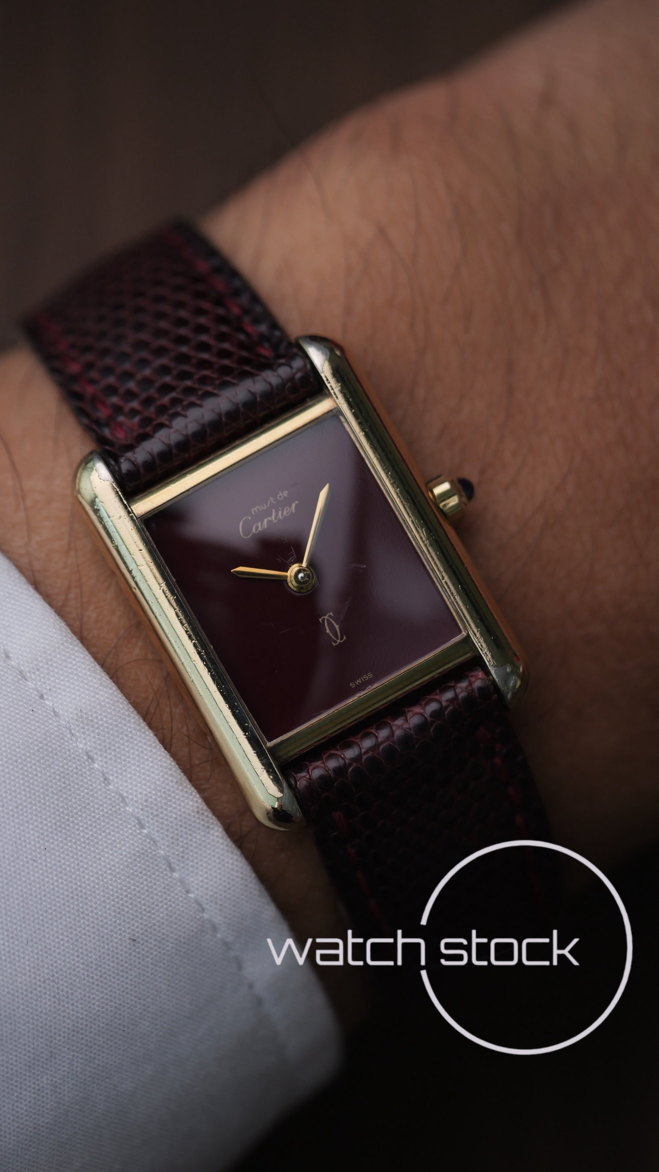 Cartier Tank TG3 Burgundy Dial 1980