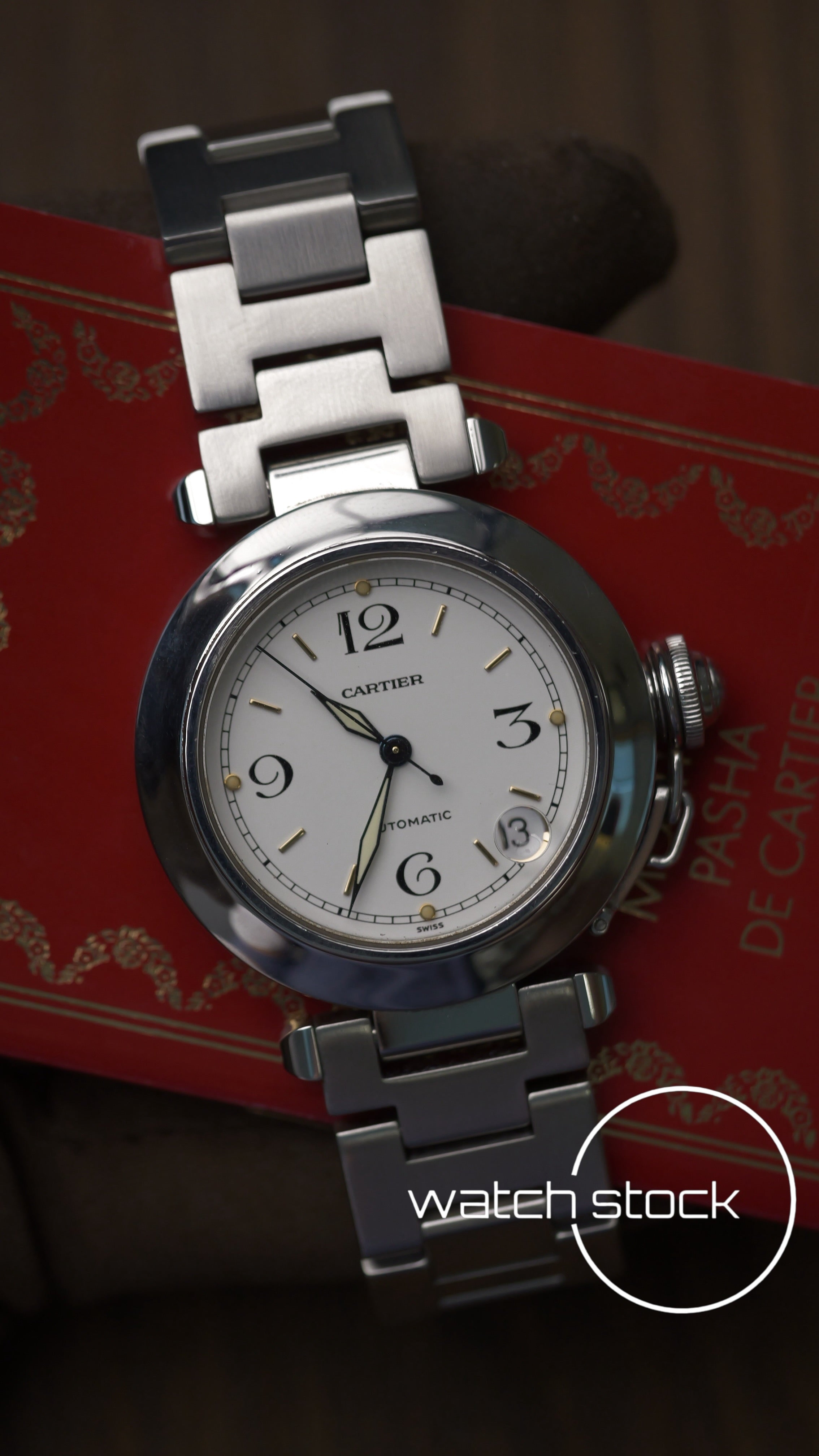 Cartier Pasha Automatic 35mm ref.2324 white dial+ papers