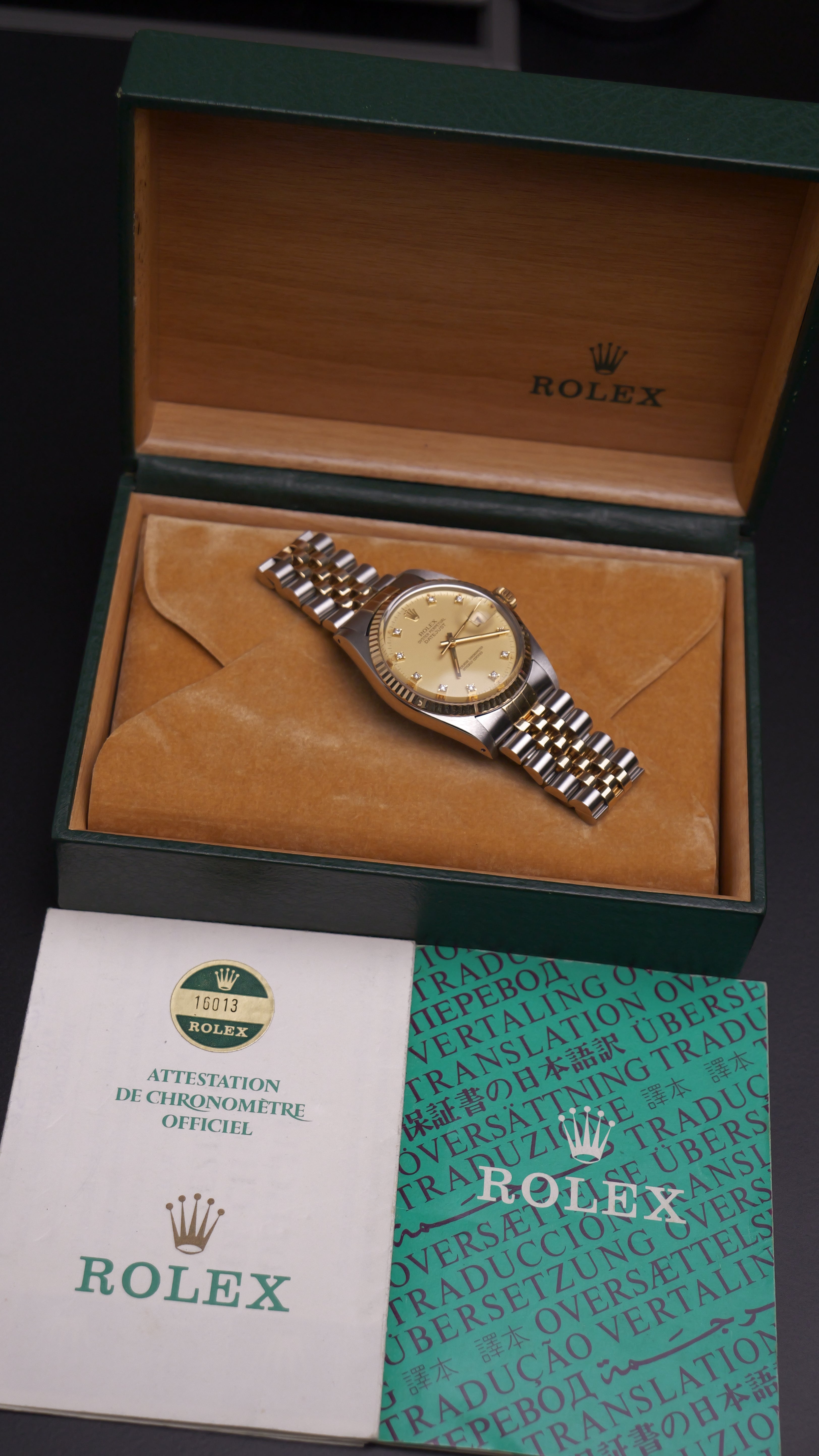 Rolex Datejust acciaio oro e diamanti 36mm ref.16013 full set