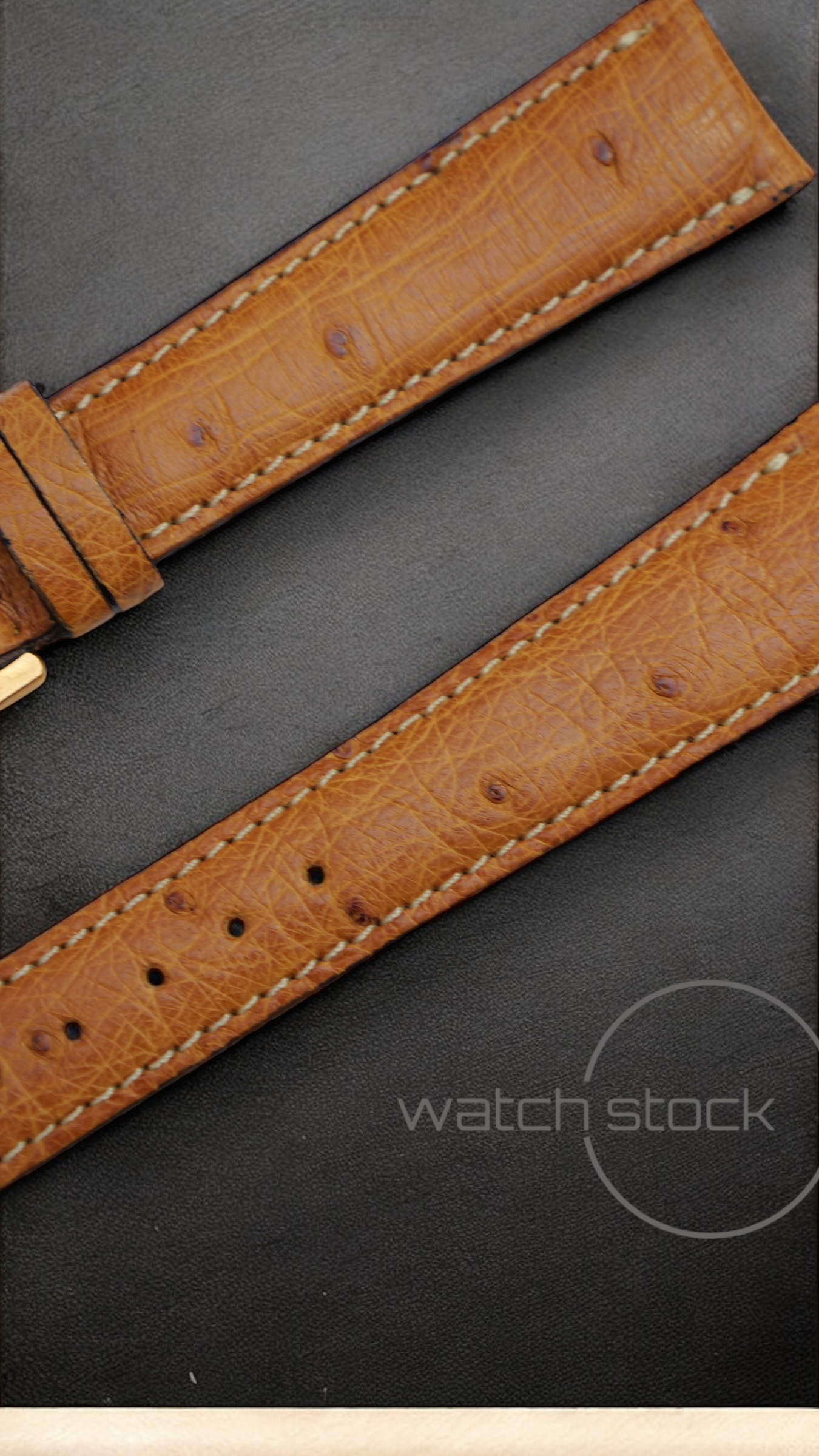 Cinturino Longines in pelle di struzzo marrone con fibbia loggata ansa 20mm