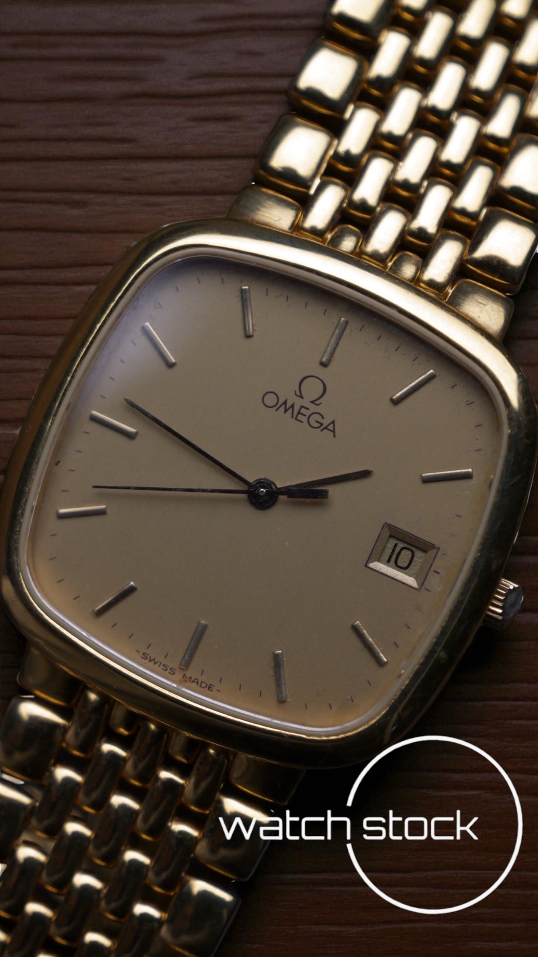 Omega de ville bracciale chicchi di riso placcato oro ref: 39508772 anno 1989