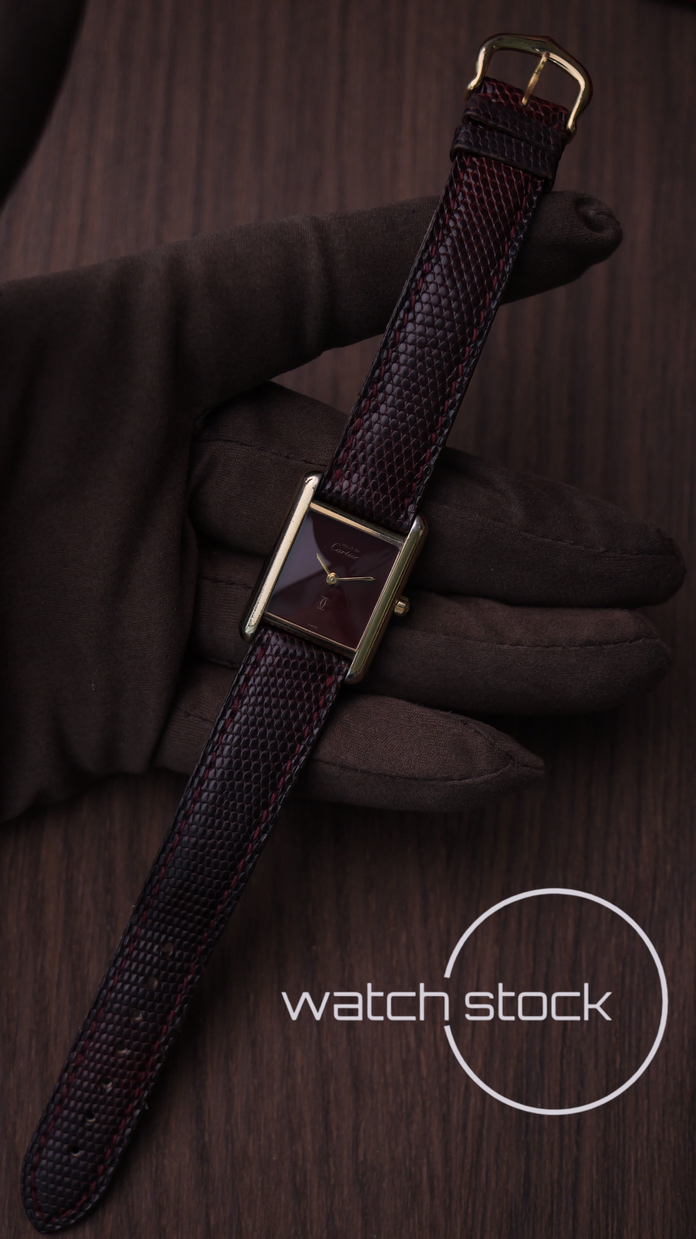 Cartier Tank TG3 Burgundy Dial 1980