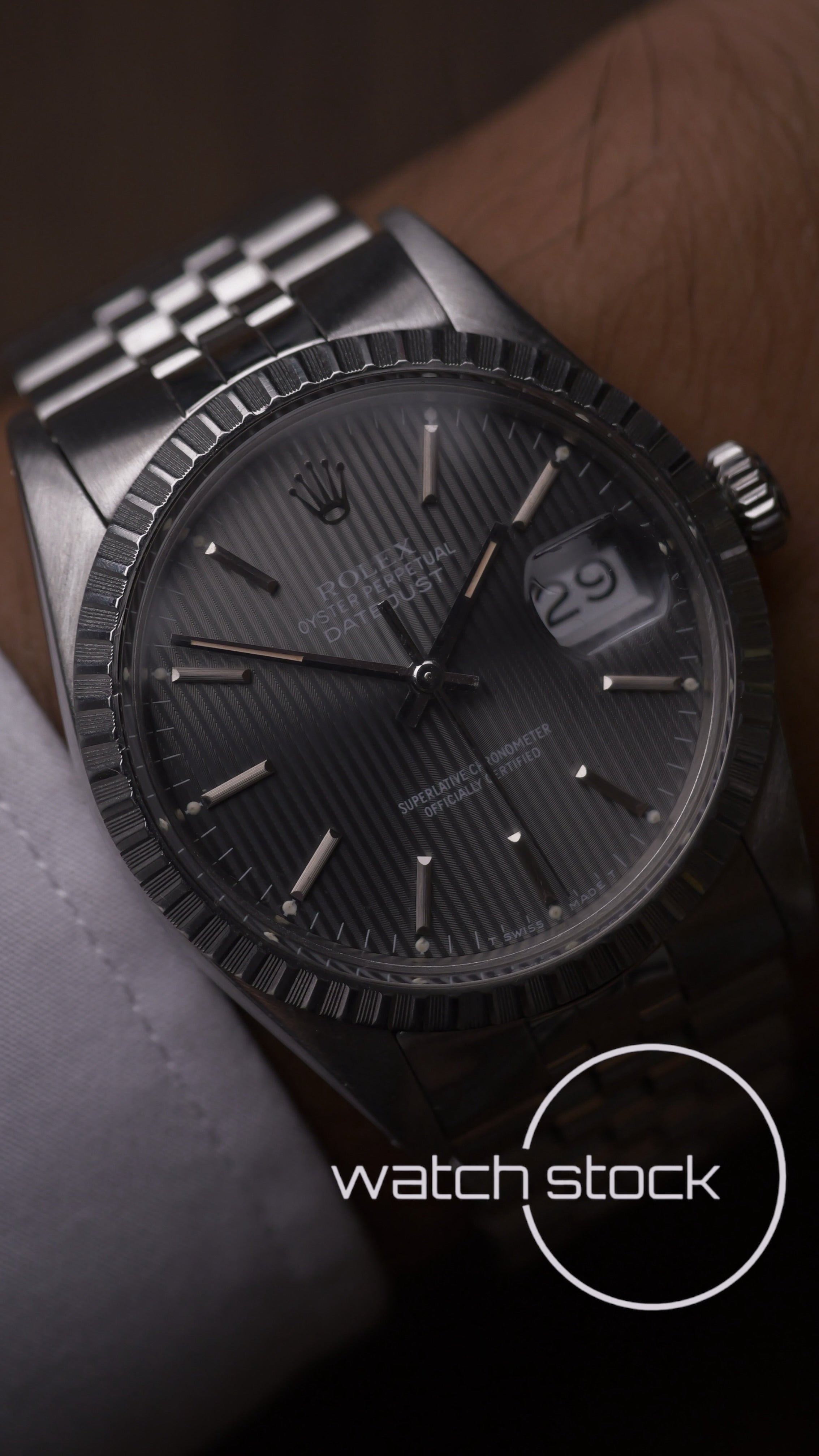 Rolex datejust 36mm grey tapestry dial 1987 ref.16030