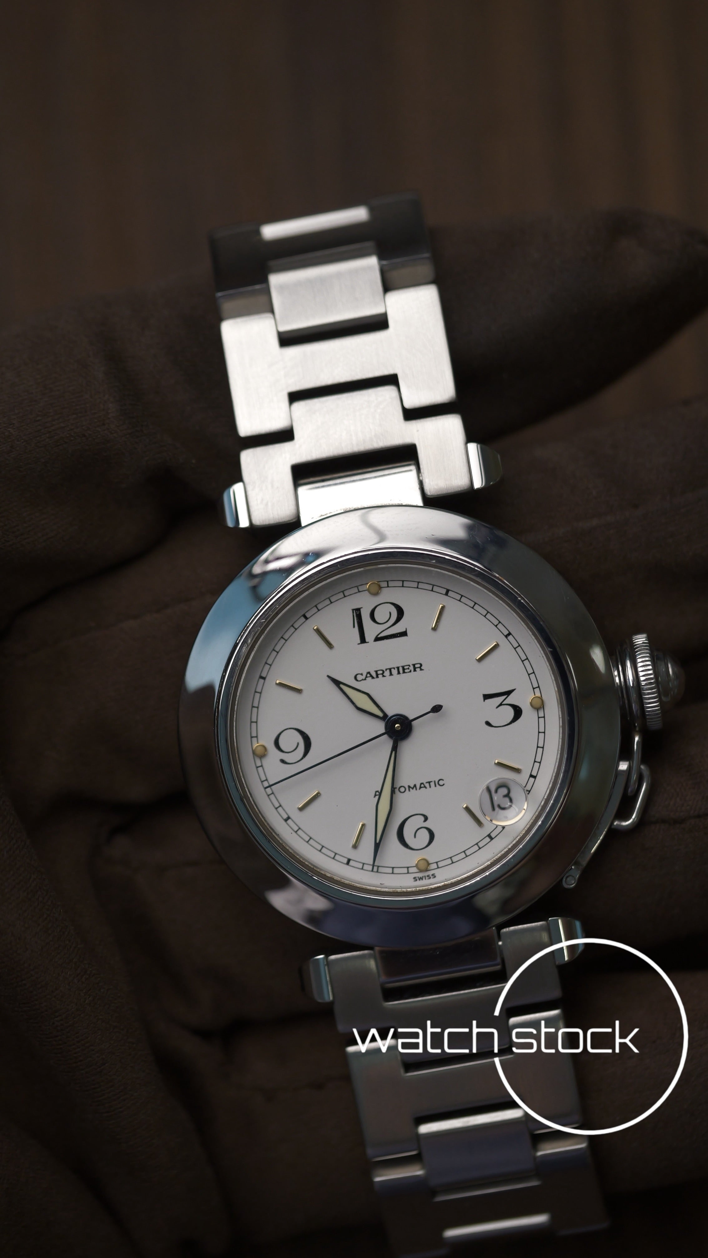 Cartier Pasha Automatic 35mm ref.2324 white dial+ papers