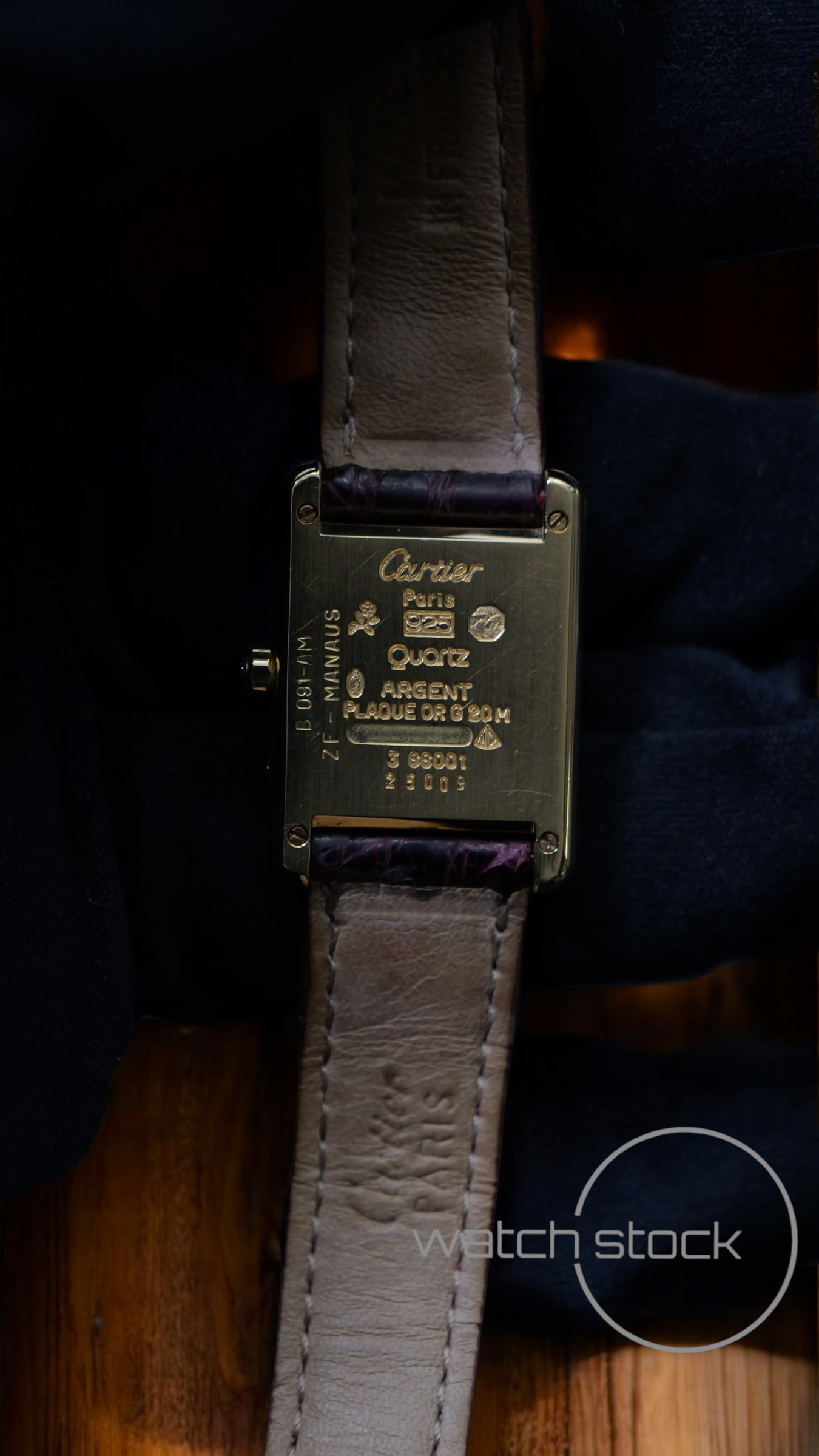Cartier tank vermeil must de cartier argent plaque gold red dial quarz FULL SET