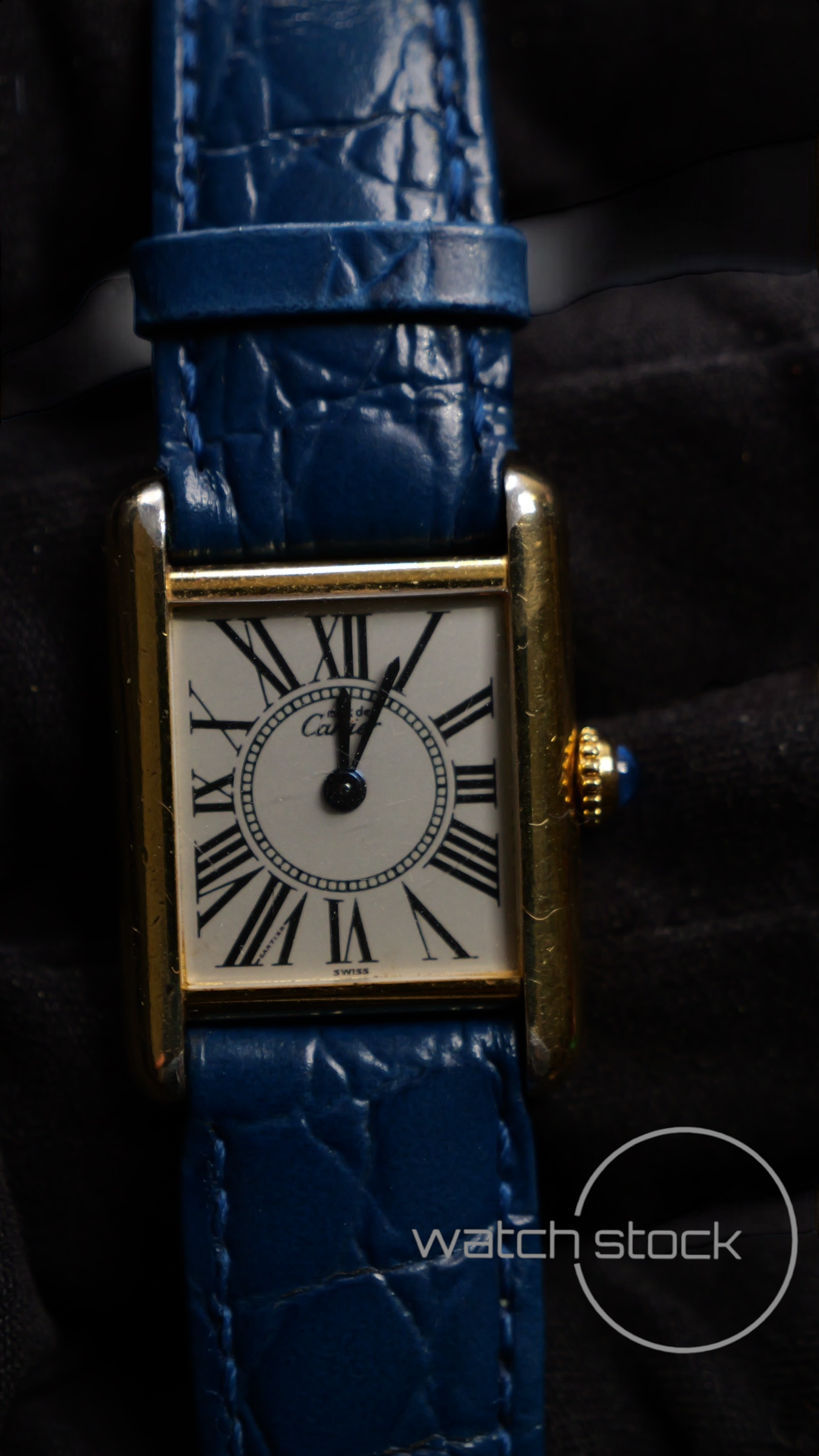 Cartier tank vermeil must de cartier argent plaque gold roman number dial quarz tg.3