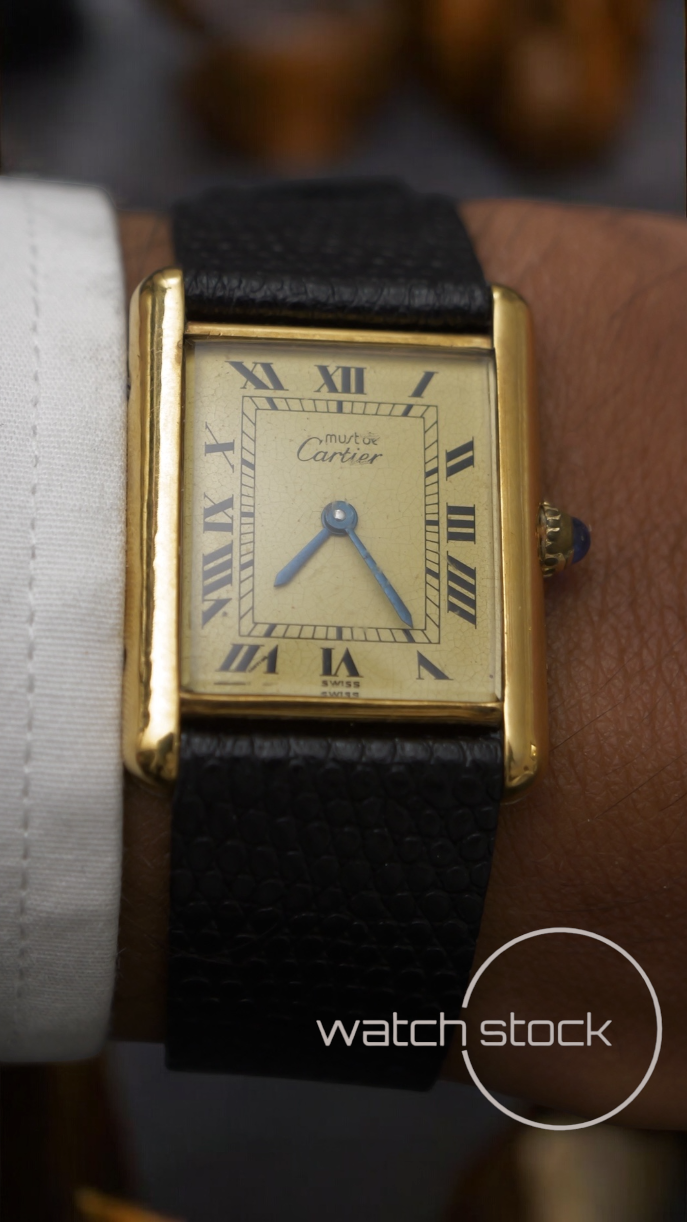 Cartier tank vermeil argent plaque caramel dial quarz tg.6 grande APPENA REVISIONATO