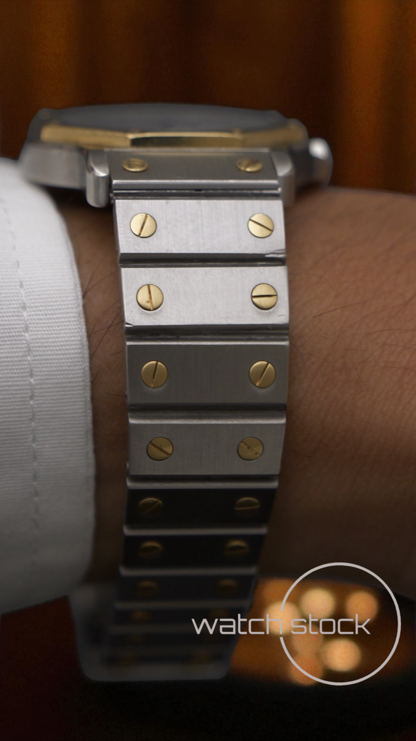 cartier-santos-octagon two-tone watch-stock