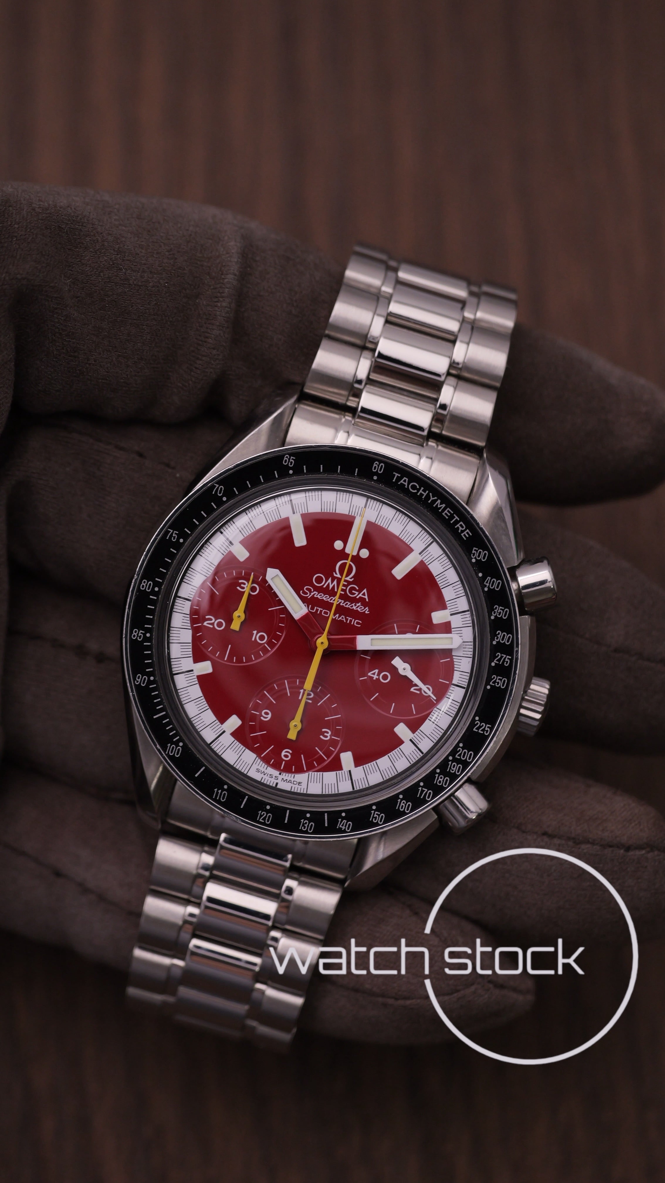 Omega speedmaster Schumacher reduced red dial ref. 175.0032 39mm automatic 1995