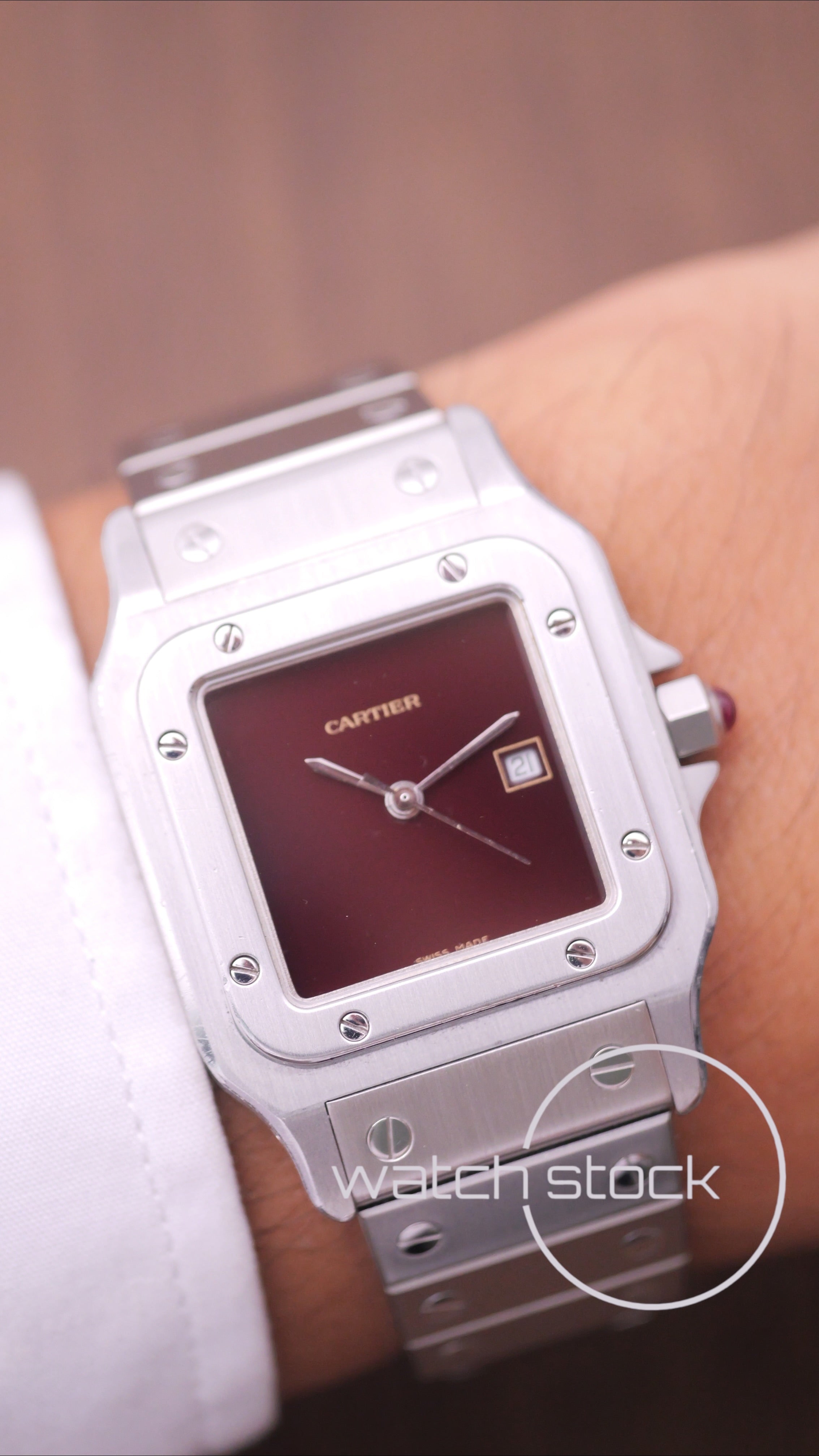 Cartier santos carre burgundy 29x41mm men ref.2960 Automatic