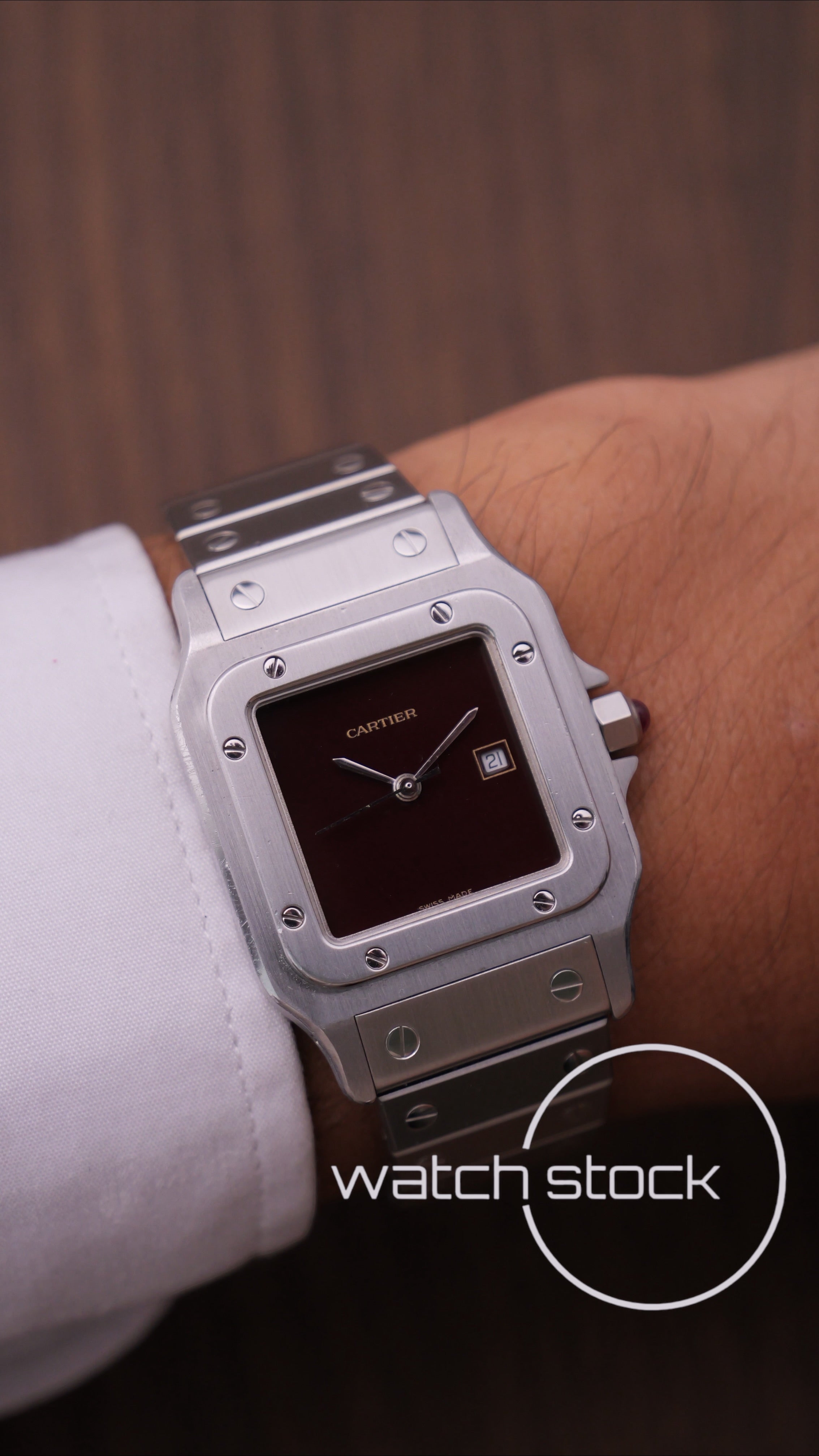 Cartier santos carre burgundy 29x41mm men ref.2960 Automatic