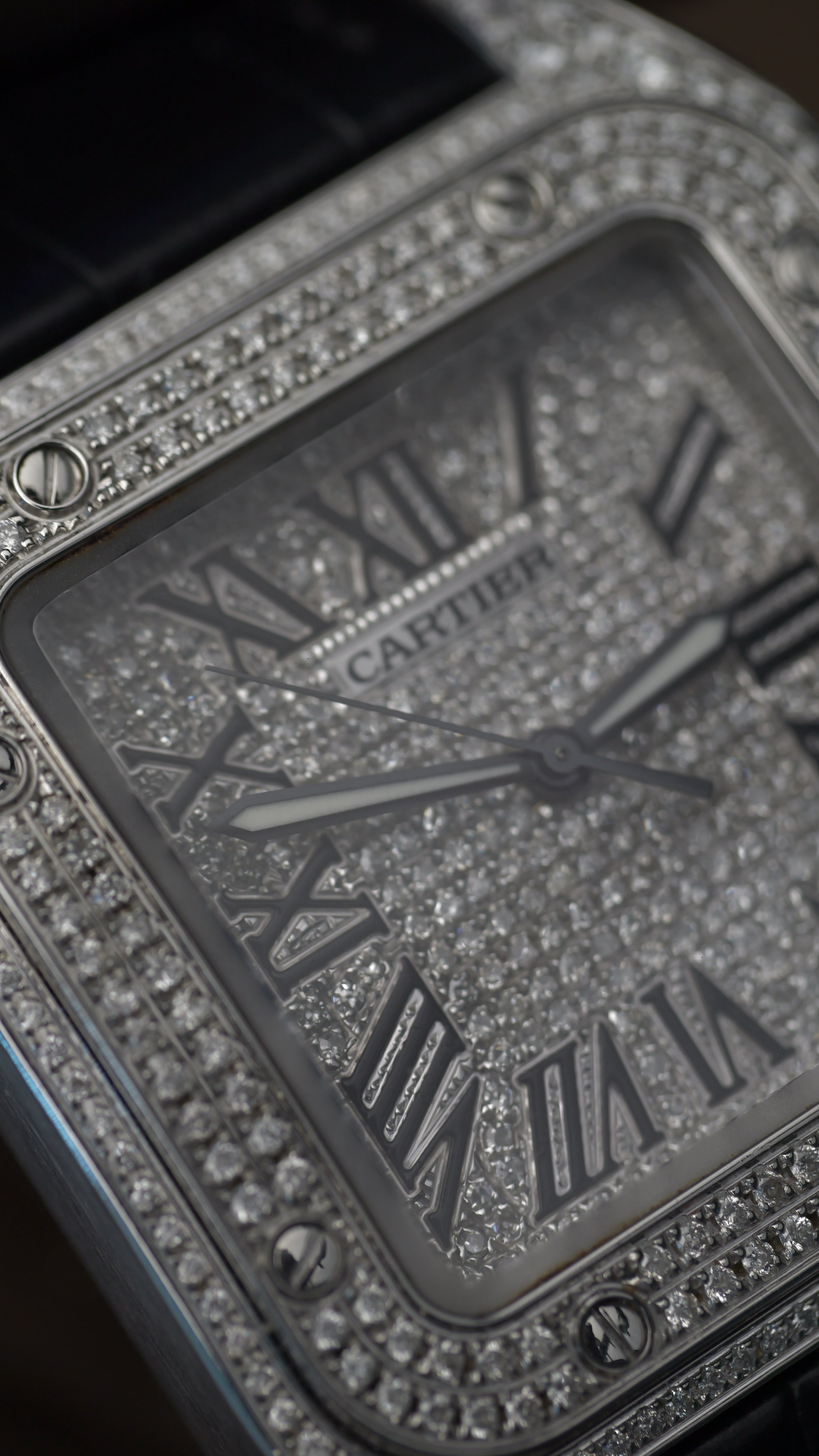 Cartier santos 100 XL ref.2656 Automatic custom diamond