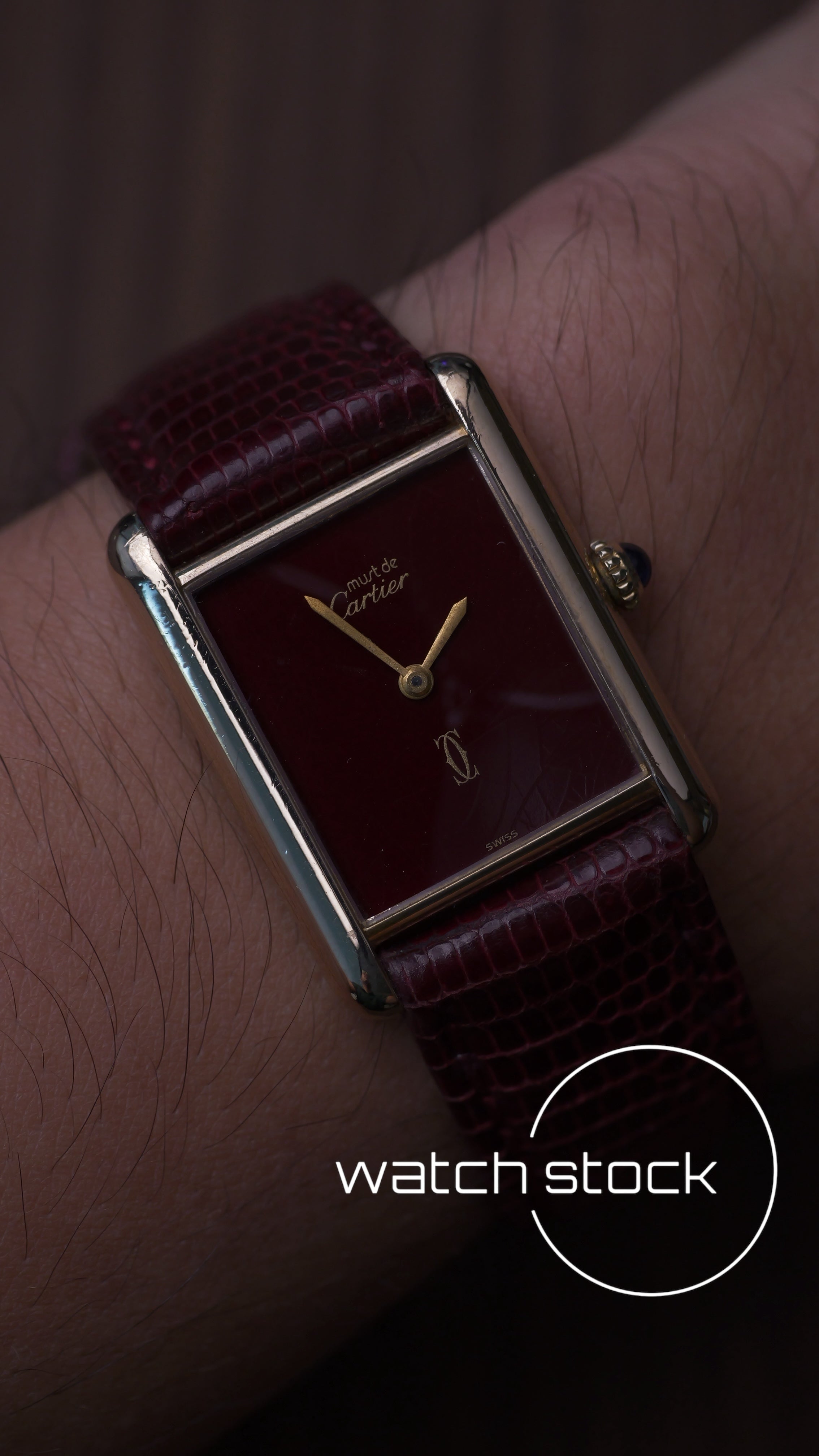 Cartier tank vintage burgundy dial tg.6