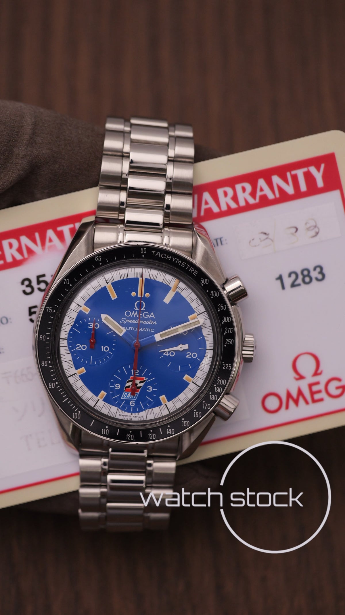 Omega speedmaster Schumacher blue Cart dial reduced ref. 175.0032 39mm automatic 1998