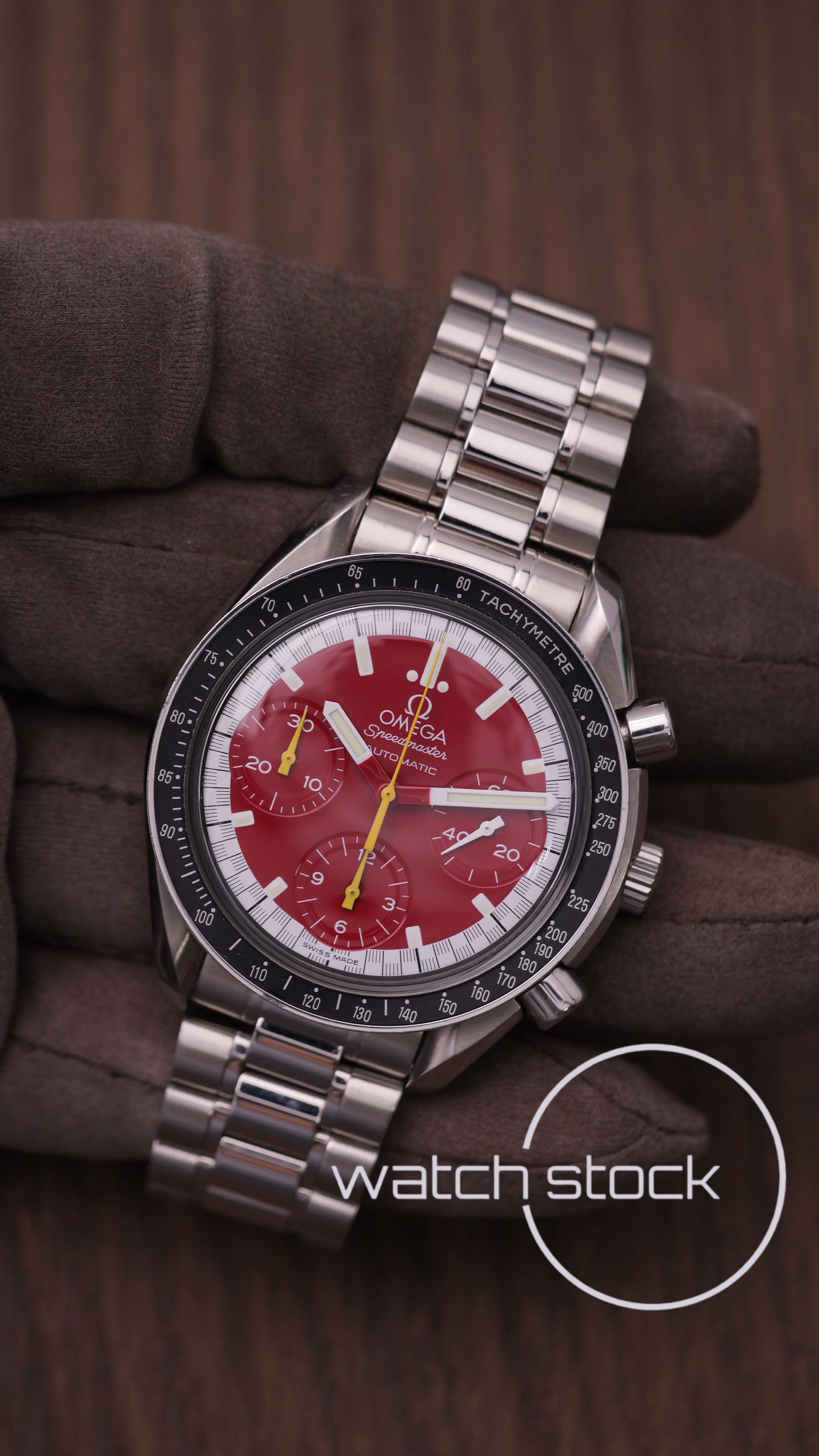 Omega speedmaster Schumacher reduced red dial ref. 175.0032 39mm automatic 1995