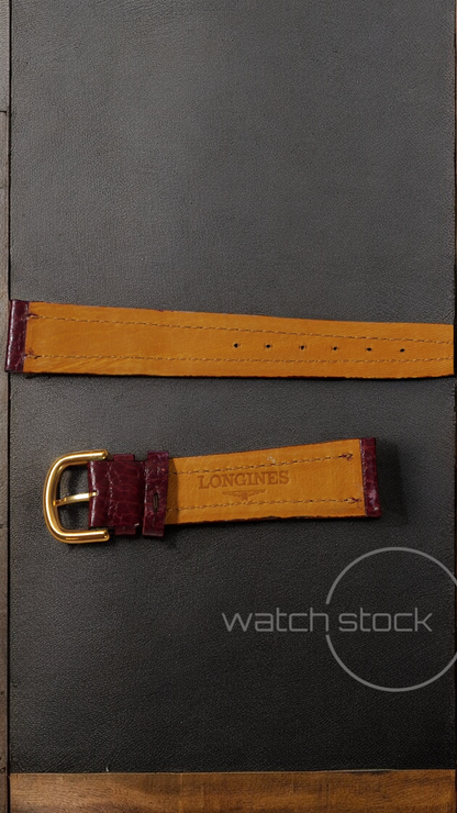 Cinturino Longines in pelle martellata rosso con fibbia loggata ansa 18mm