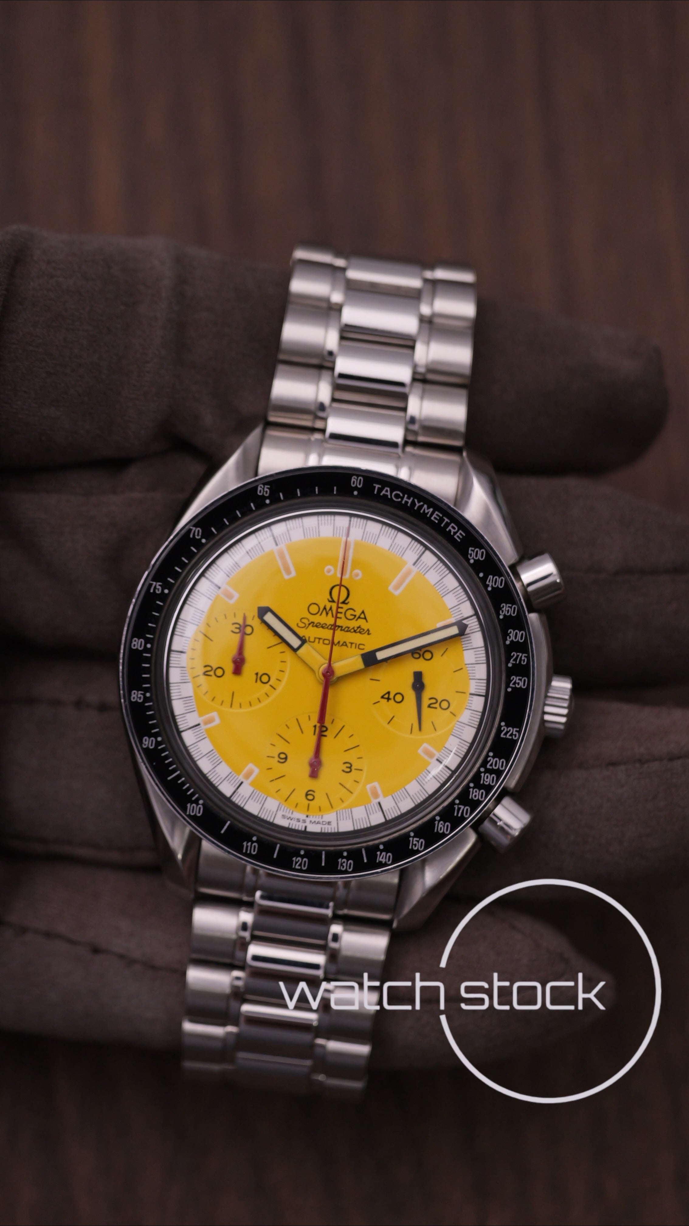 Omega speedmaster Schumacher reduced yellow dial ref. 175.0032 39mm automatic 1995