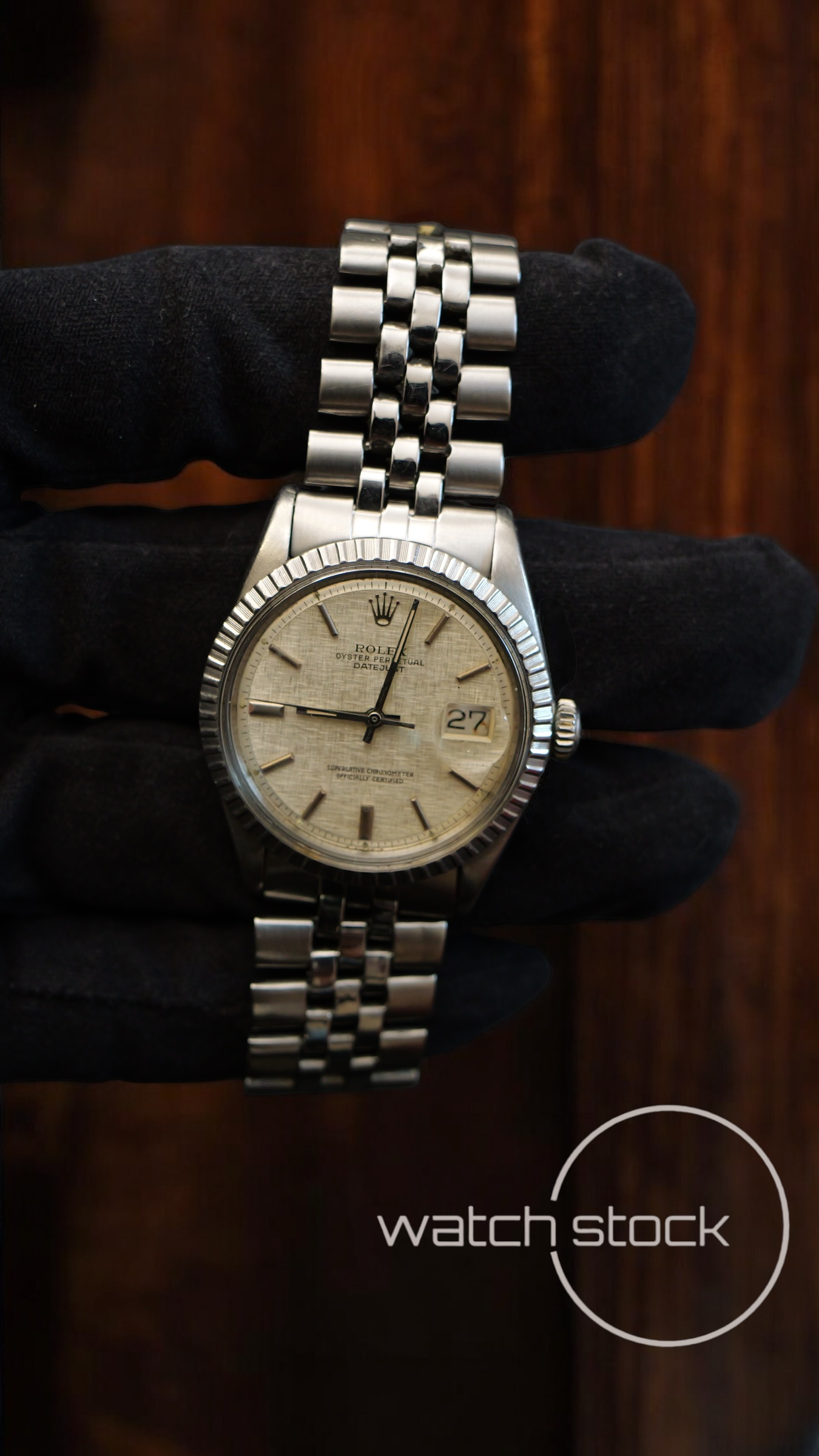 Rolex datejust 36mm 1600 linen dial lino argènté