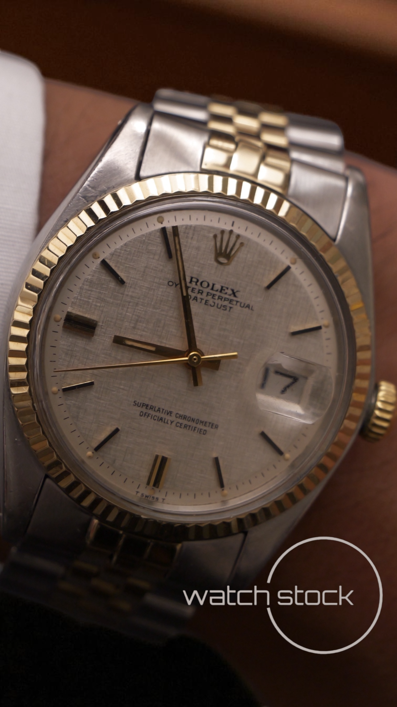 Rolex datejust linen dial 36mm ref. 1601 steel / gold bitonale