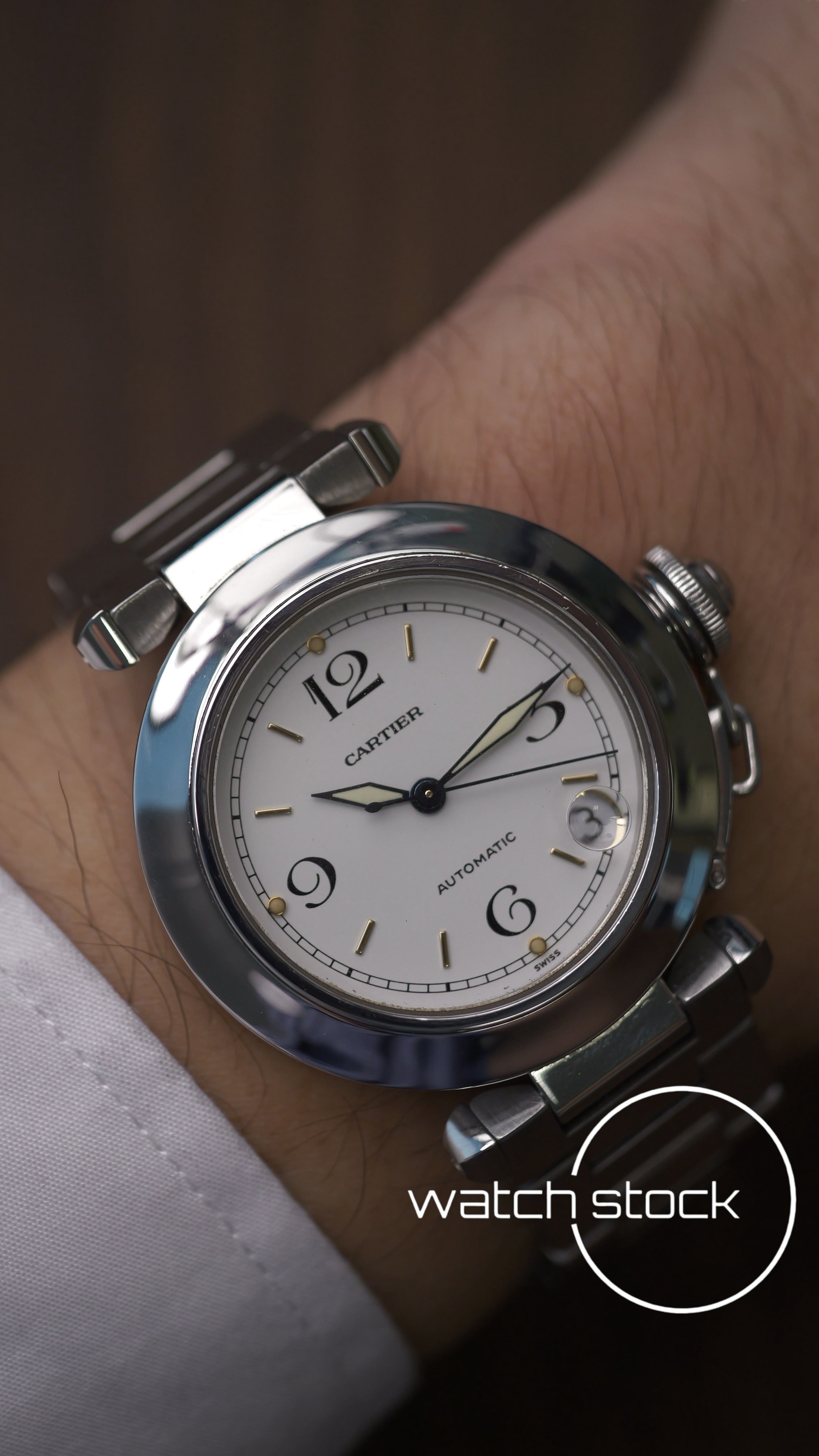 Cartier Pasha Automatic 35mm ref.2324 white dial+ papers
