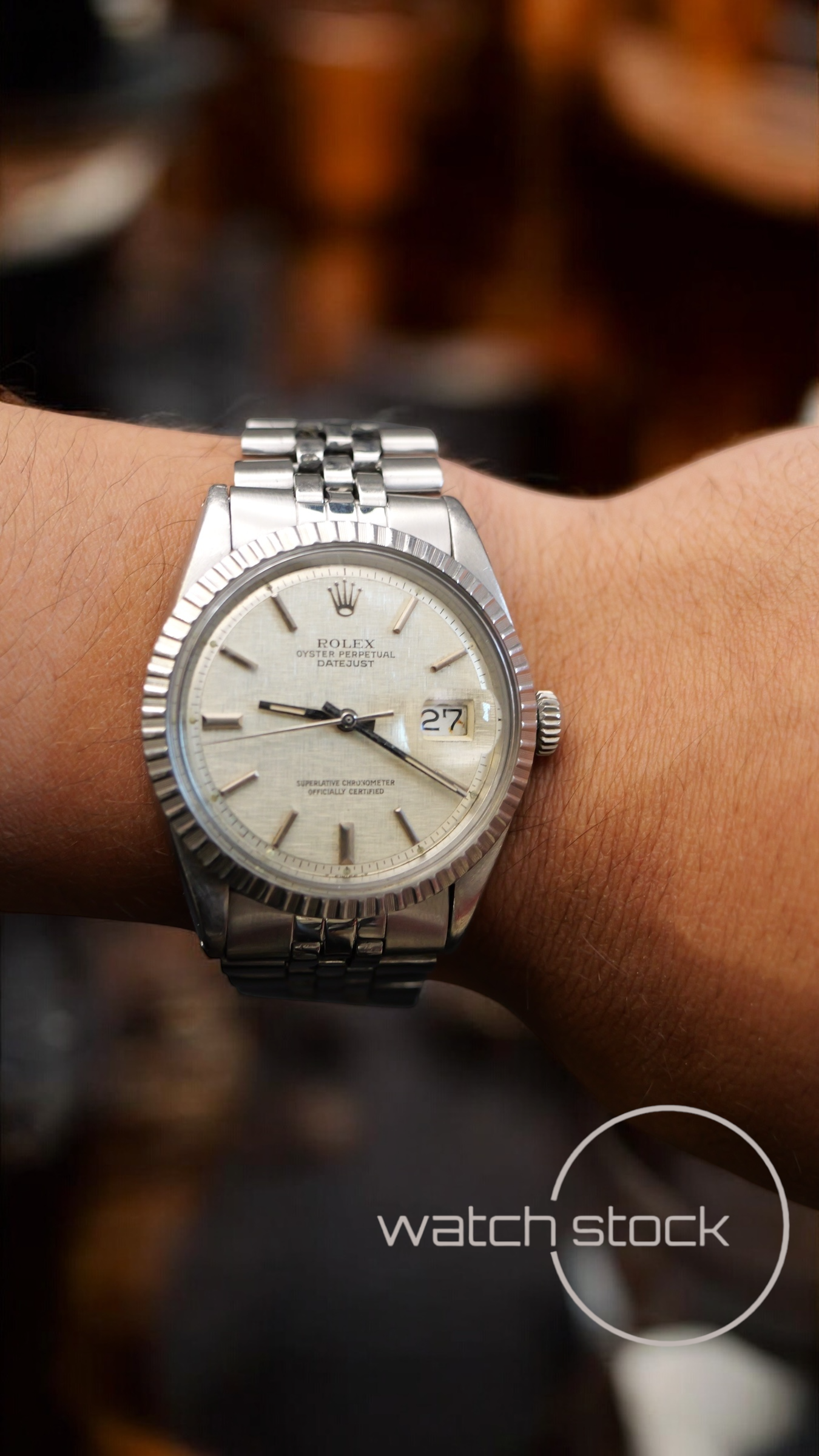 Rolex datejust 36mm 1600 linen dial lino argènté