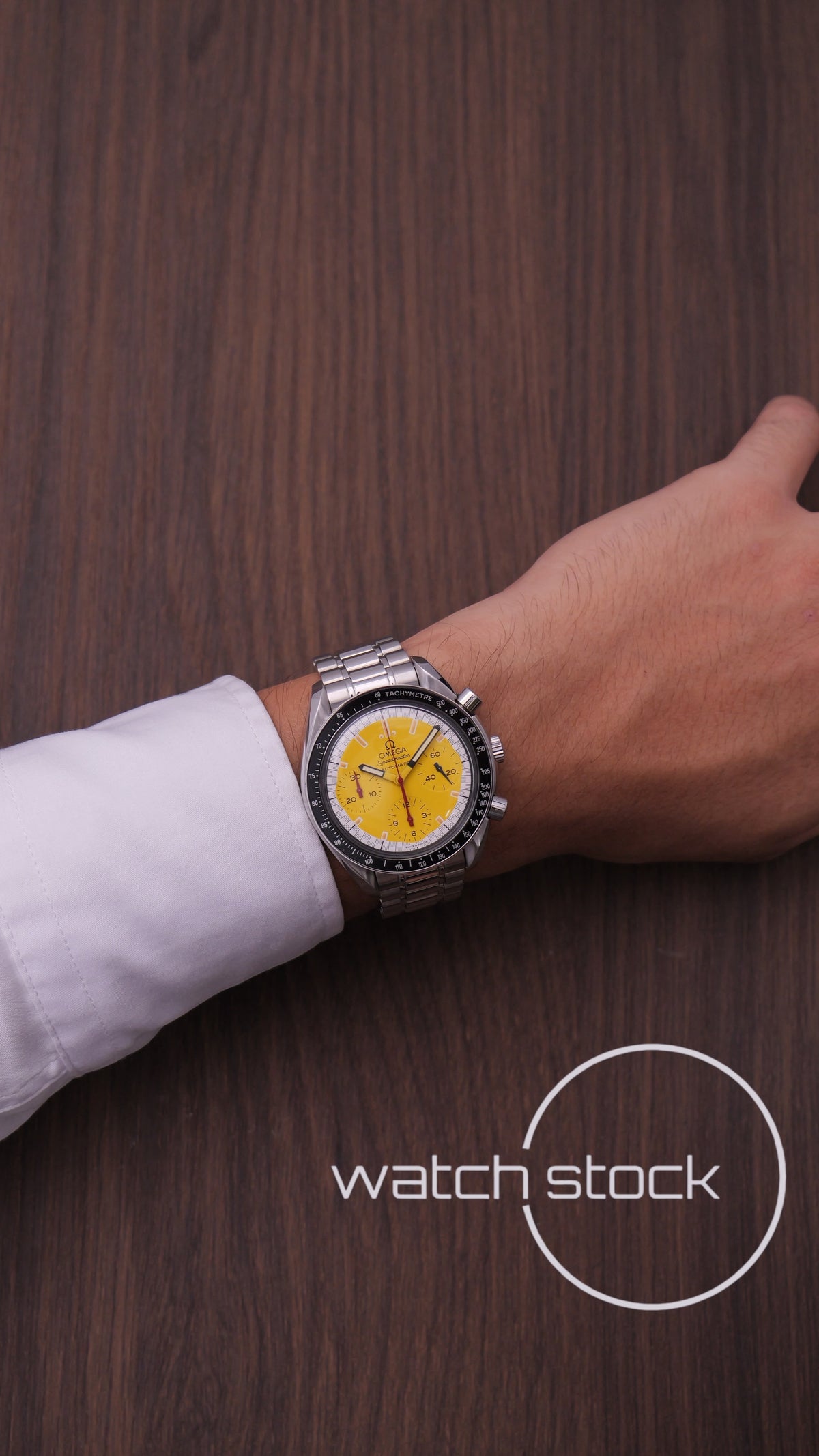 Omega speedmaster Schumacher reduced yellow dial ref. 175.0032 39mm automatic 1995