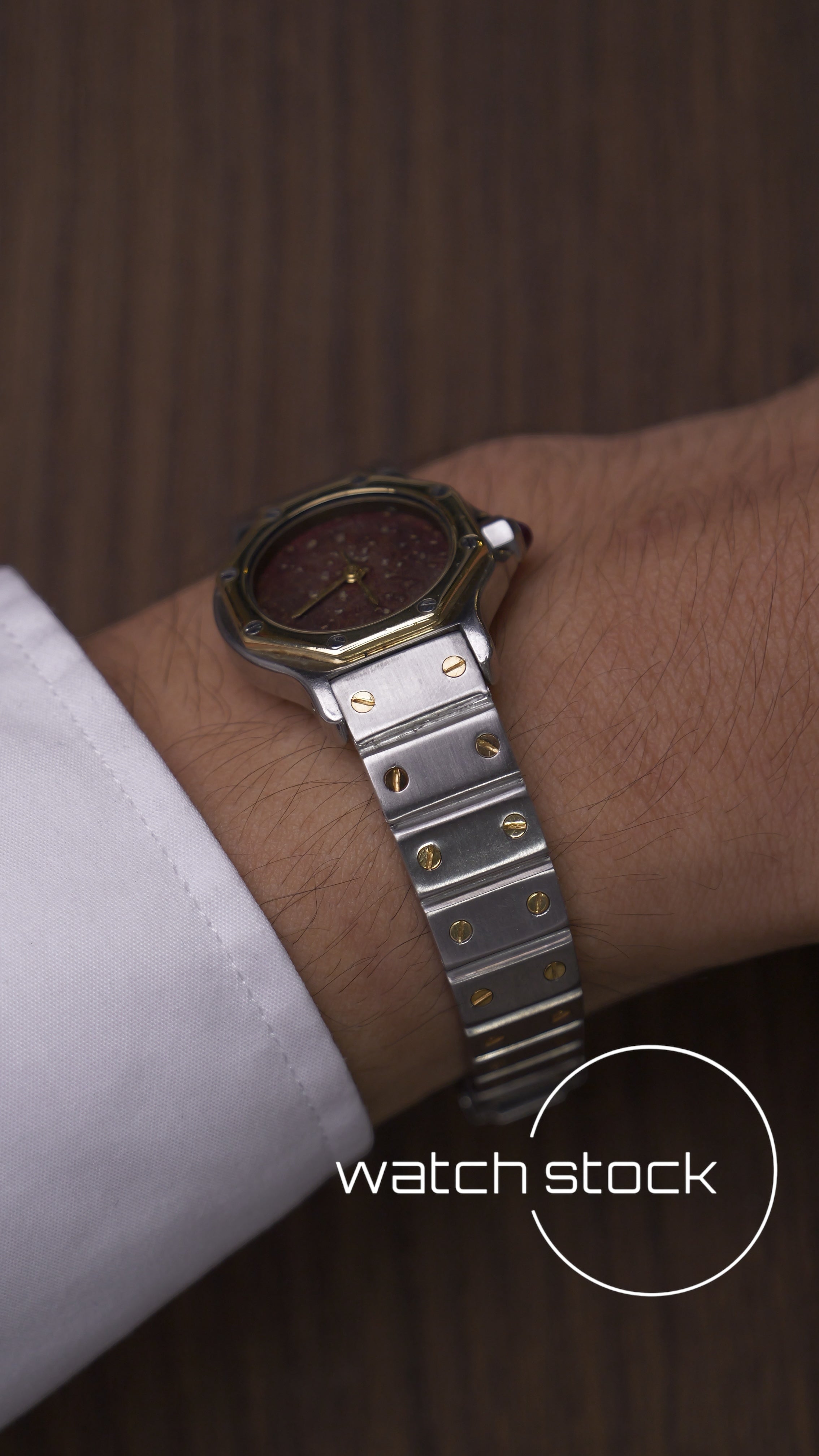 Cartier santos octagon 26mm santos de cartier ref. 0907 Rare dial Burgundy red marble effect  lady Automatic