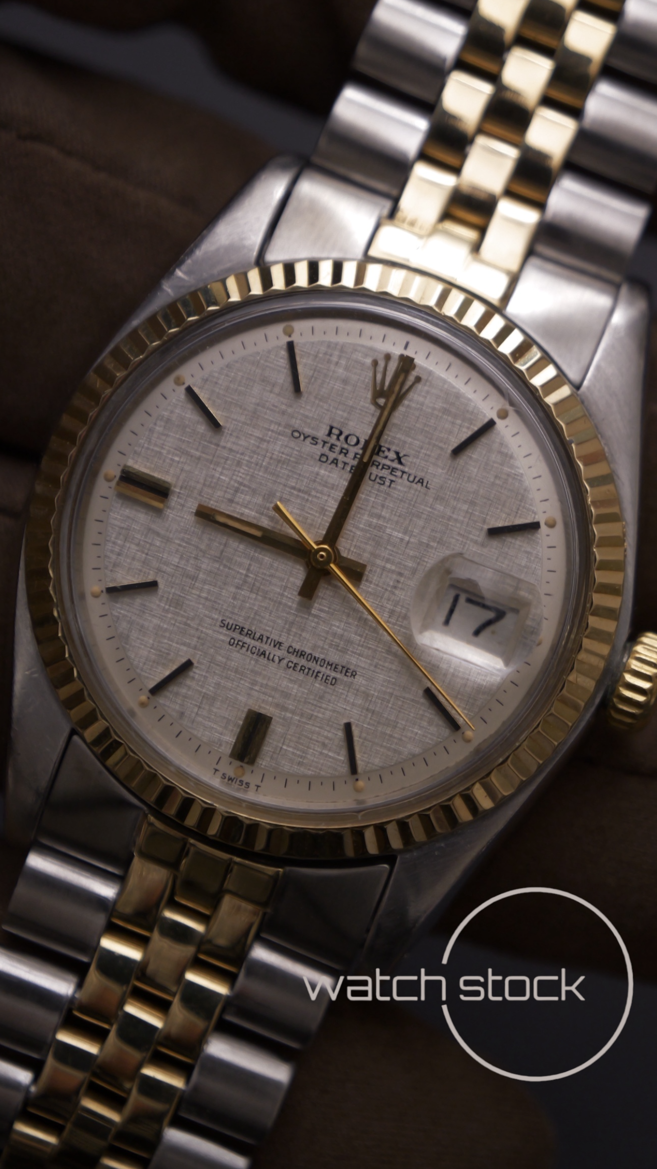 Rolex datejust linen dial 36mm ref. 1601 steel / gold bitonale