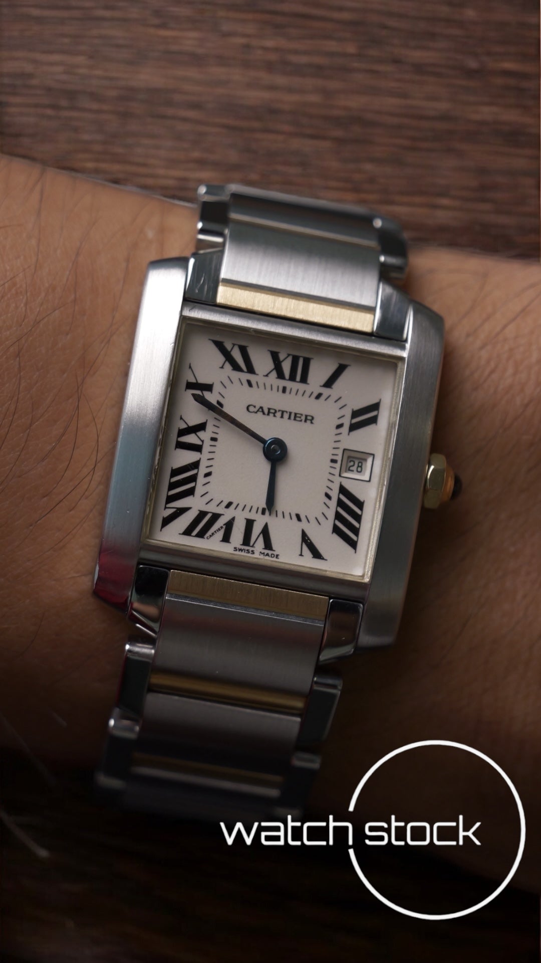 Cartier tank francaise two-tone ref.2465 29x30mm quarz