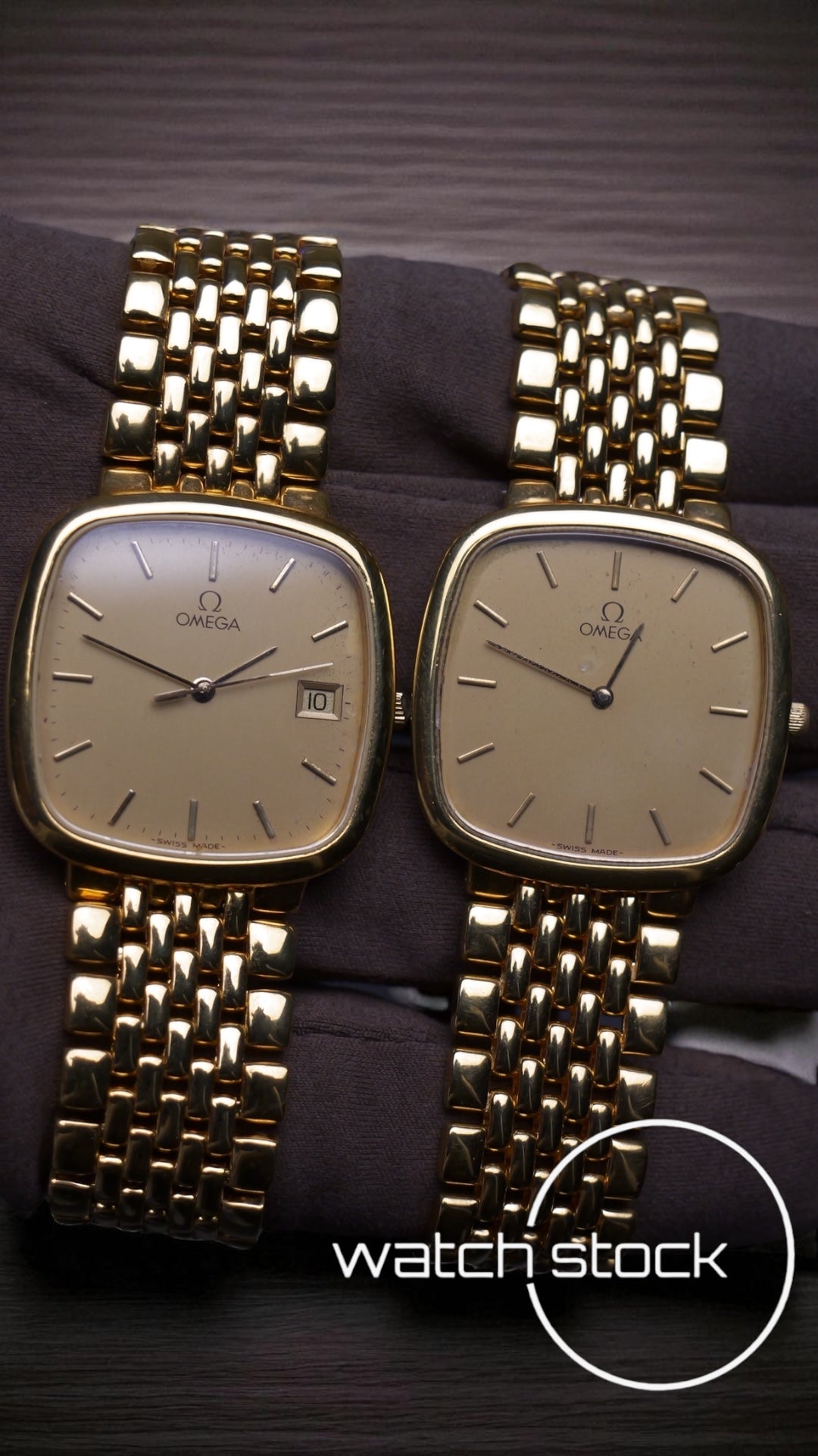 Coppia Omega de ville bracciale chicchi di riso placcati oro ref: 39508772 anno 1989