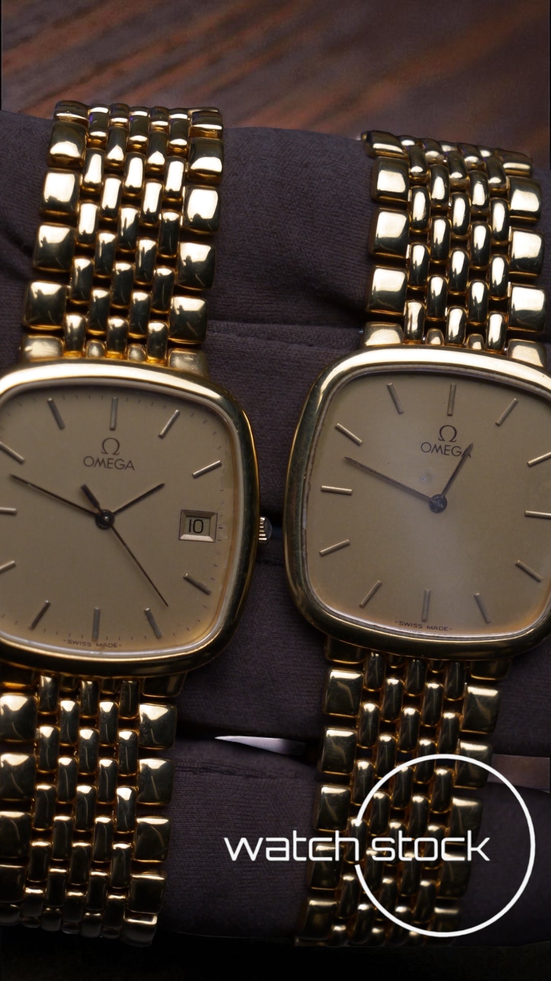 Coppia Omega de ville bracciale chicchi di riso placcati oro ref: 39508772 anno 1989