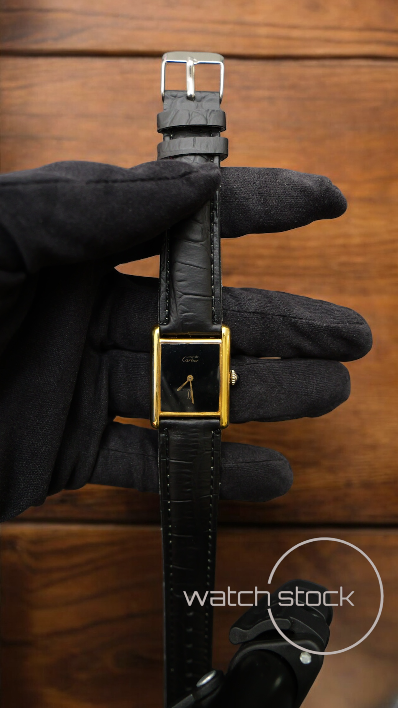 Cartier tank vermeil must de cartier argent plaque gold Black dial meccanico tg.6 grande