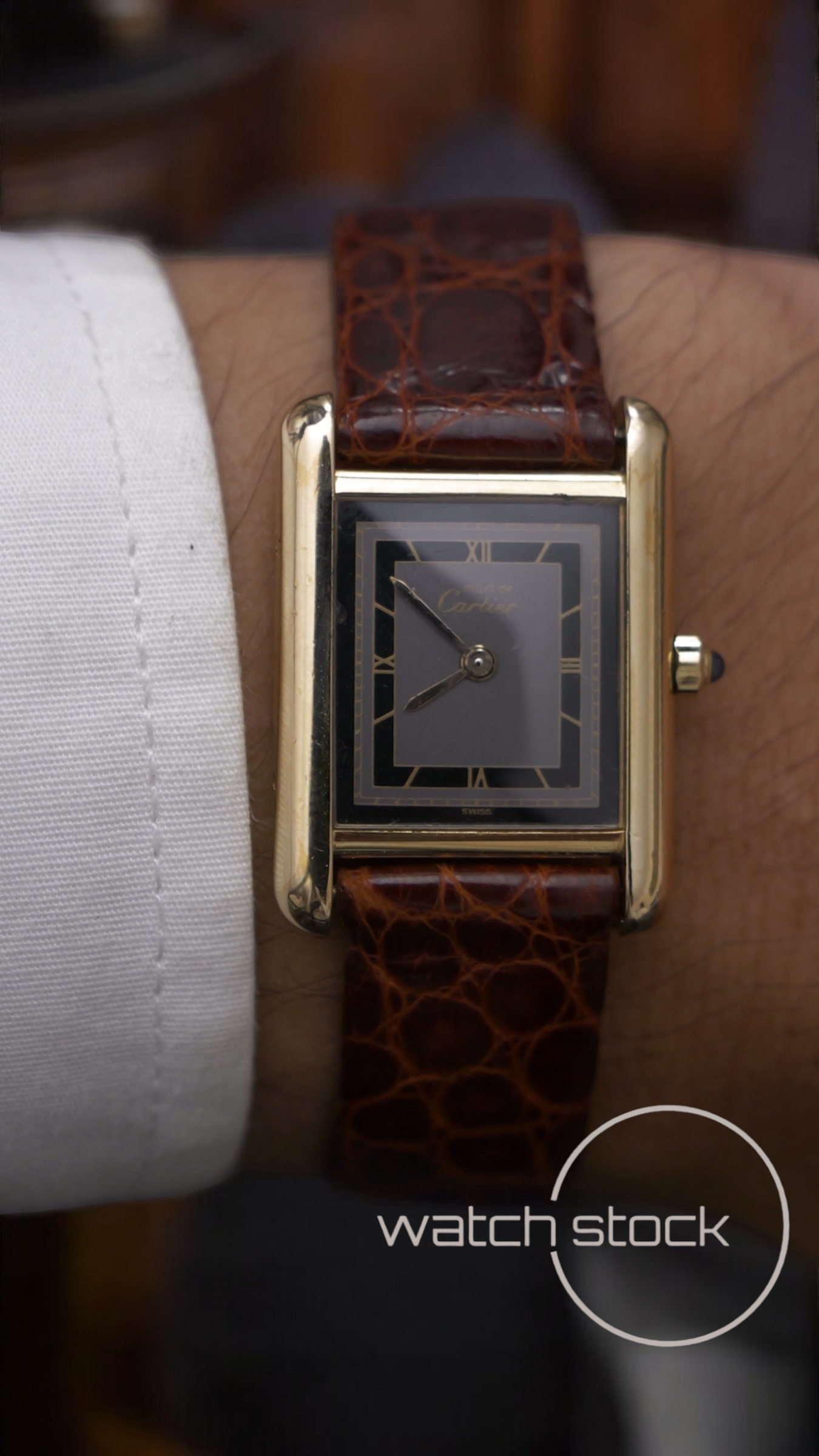 Cartier tank argent plaque gold ref.344226 tg.3
