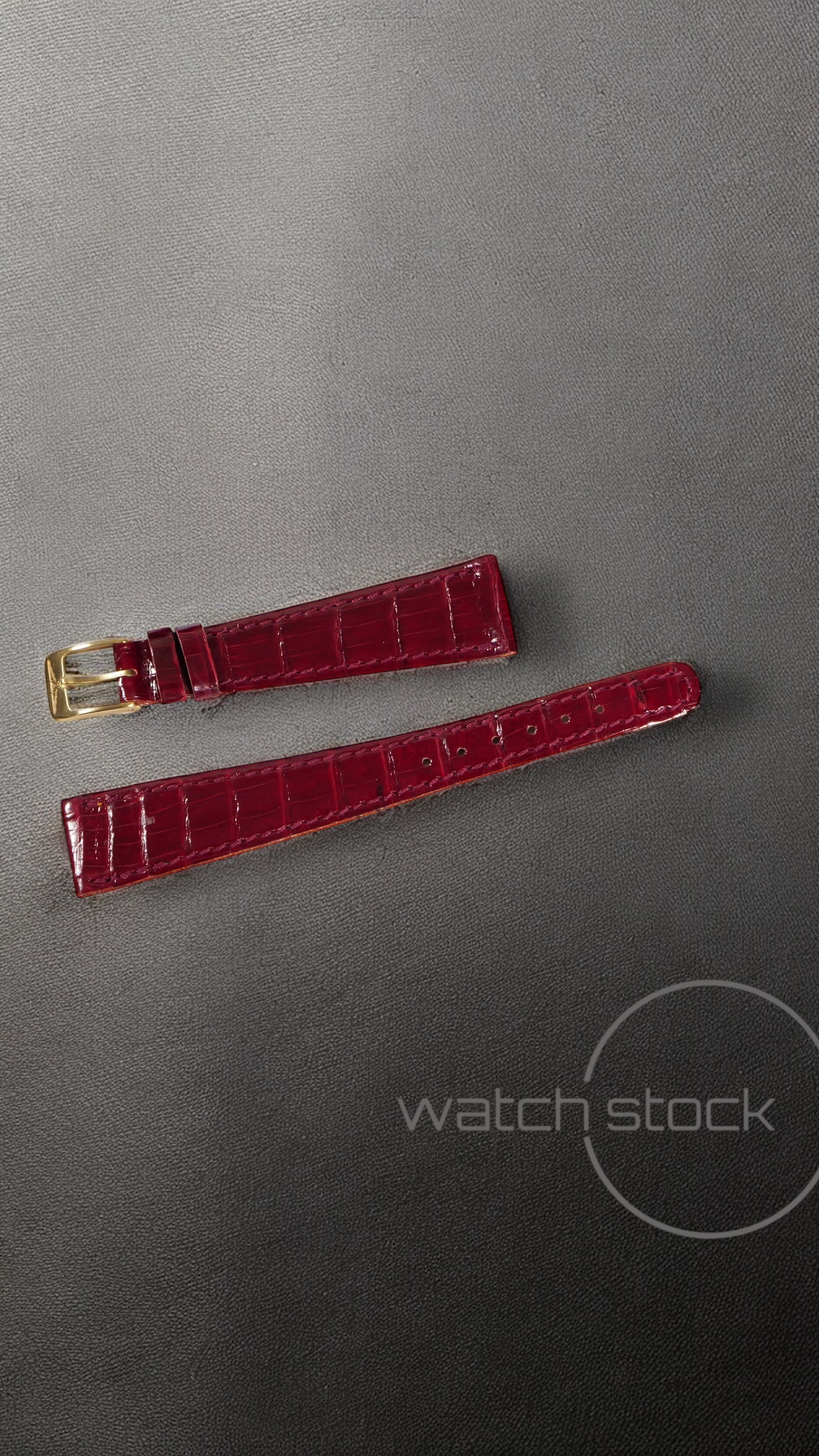 Cinturino Longines in pelle coccodrillo rosso con fibbia loggata ansa 18mm