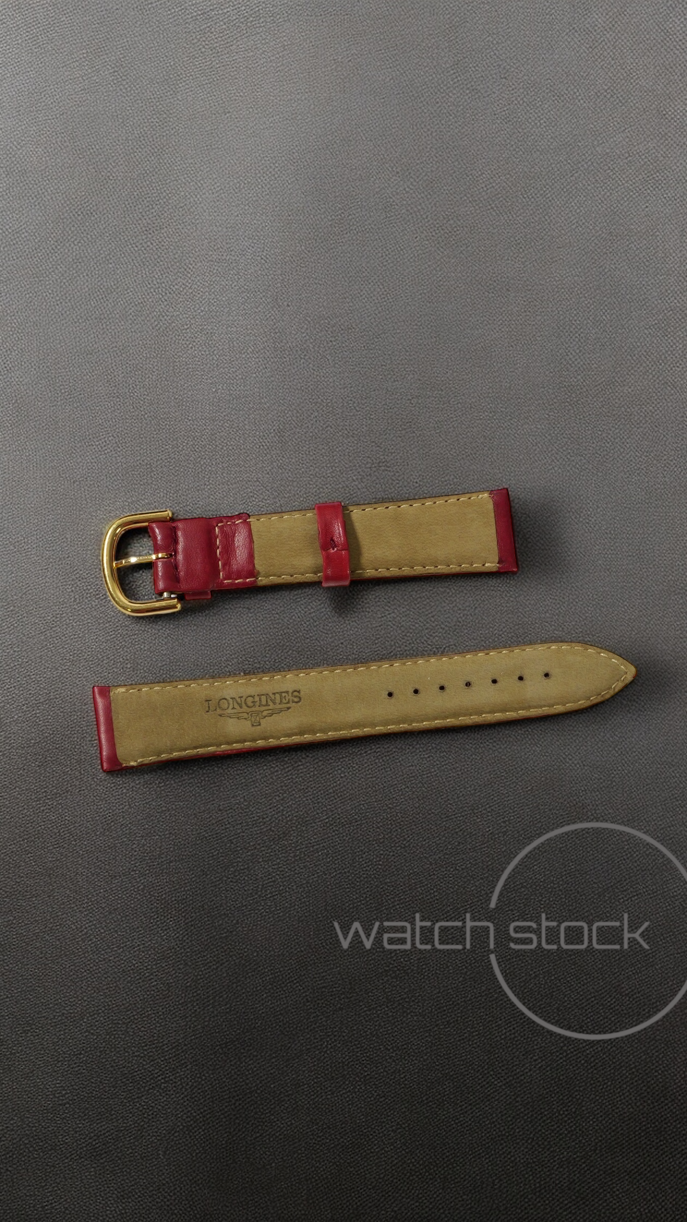 Cinturino Longines in pelle rosso con fibbia loggata ansa 18mm