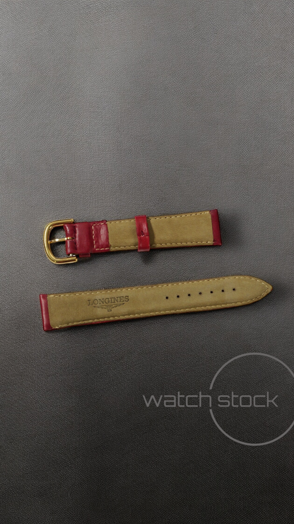 Cinturino Longines in pelle rosso con fibbia loggata ansa 18mm