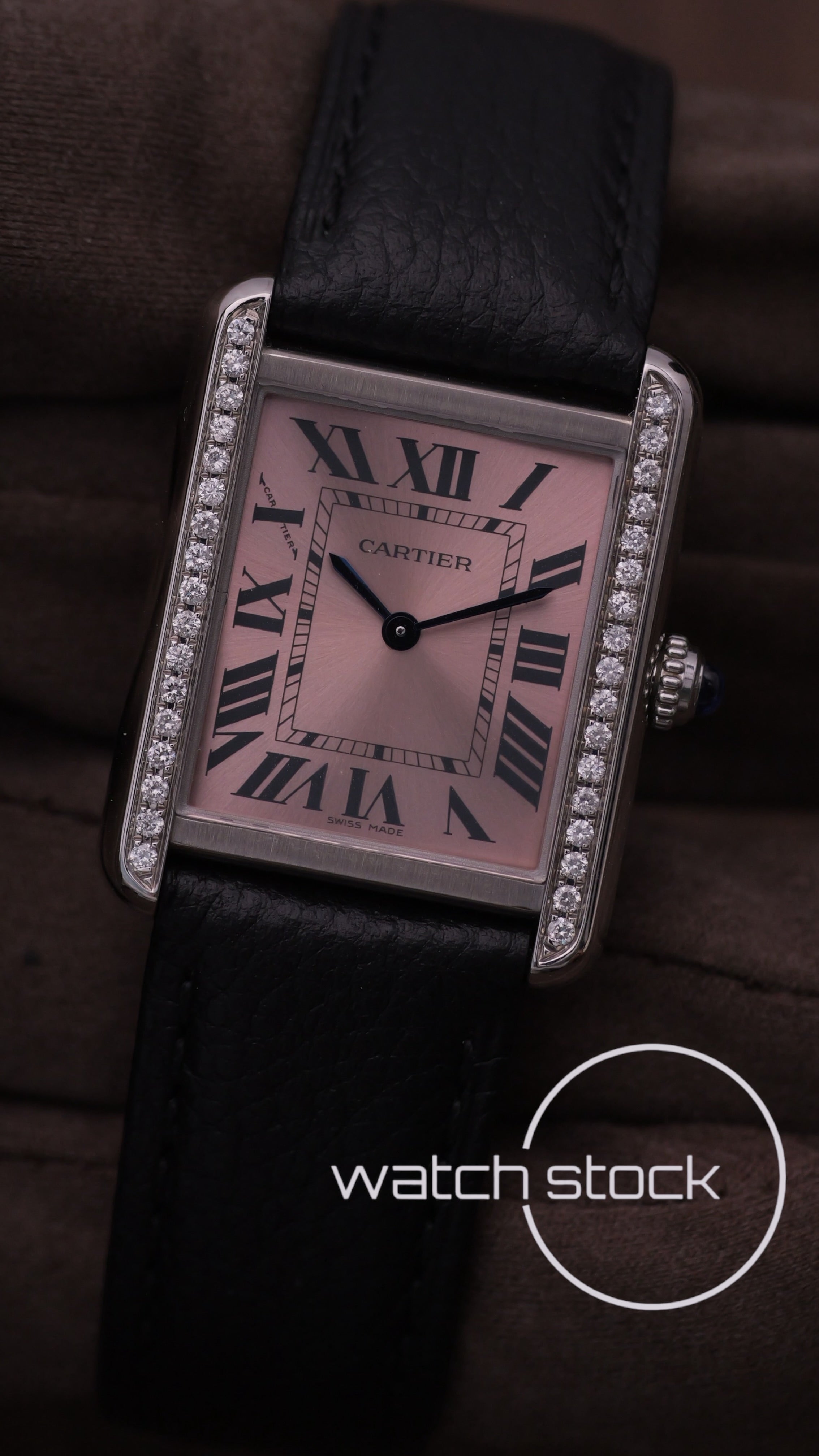 Cartier Tank Solo Rose dial diamond Ref W5200000 S/M 31x25mm Full set 2019 Edizione Speciale Boutique Parigi