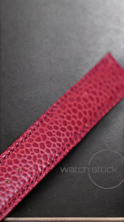 Cinturino Longines in pelle martellata rosso con fibbia loggata ansa 16mm