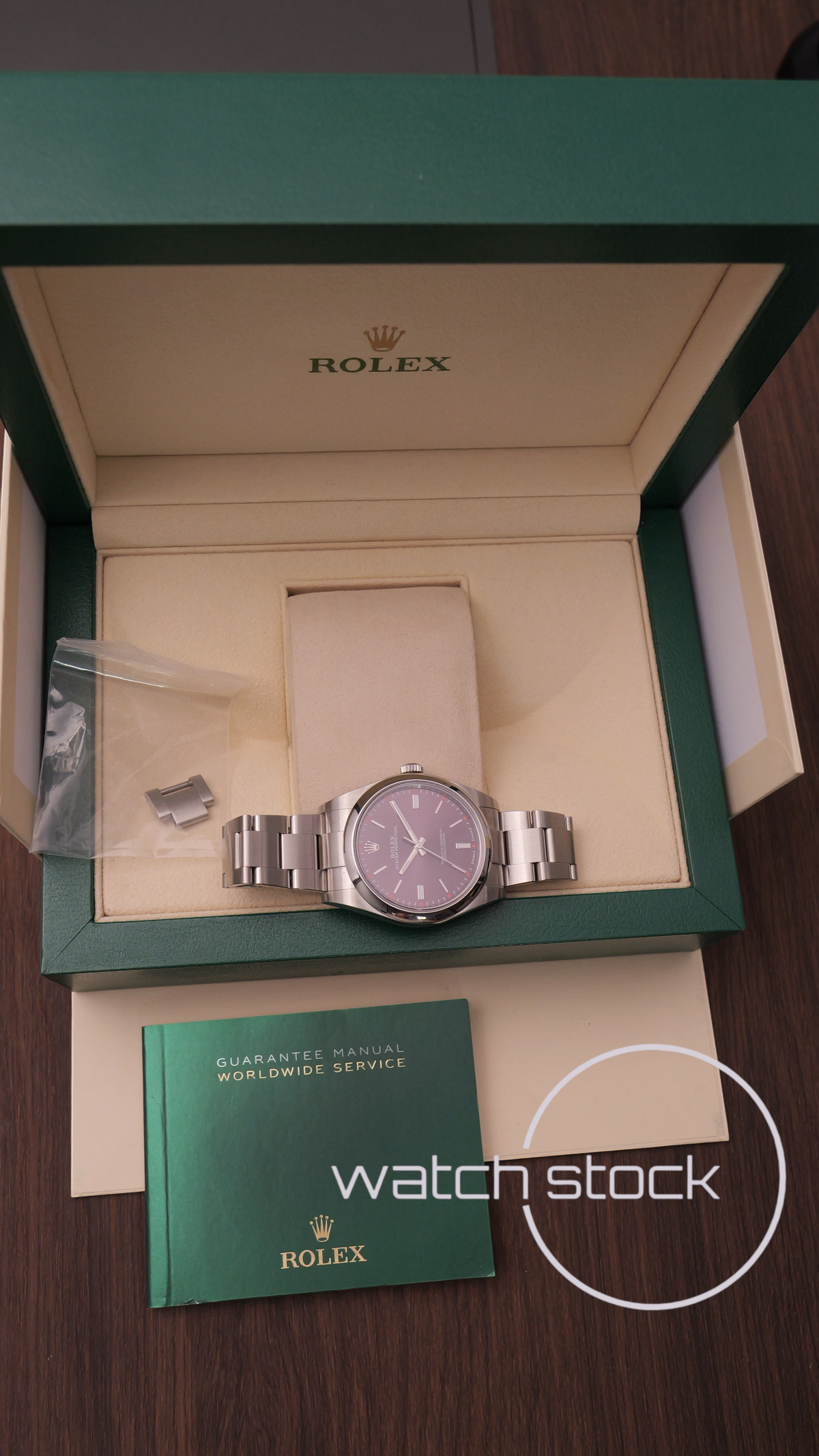 Rolex oyster perpetual purple dial 2017 ref.114300 38mm