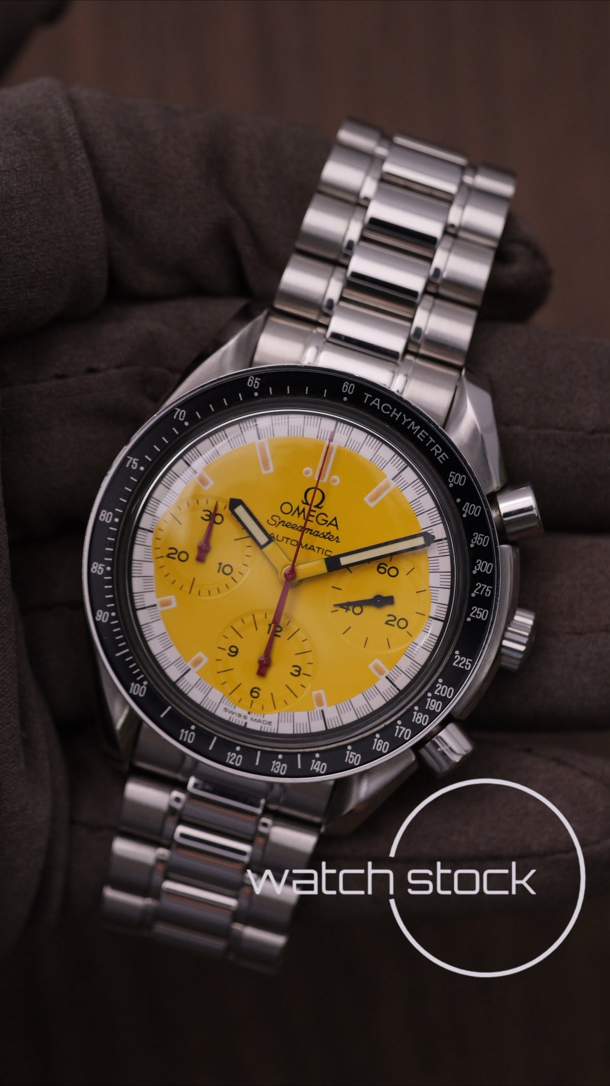 Omega speedmaster Schumacher reduced yellow dial ref. 175.0032 39mm automatic 1995