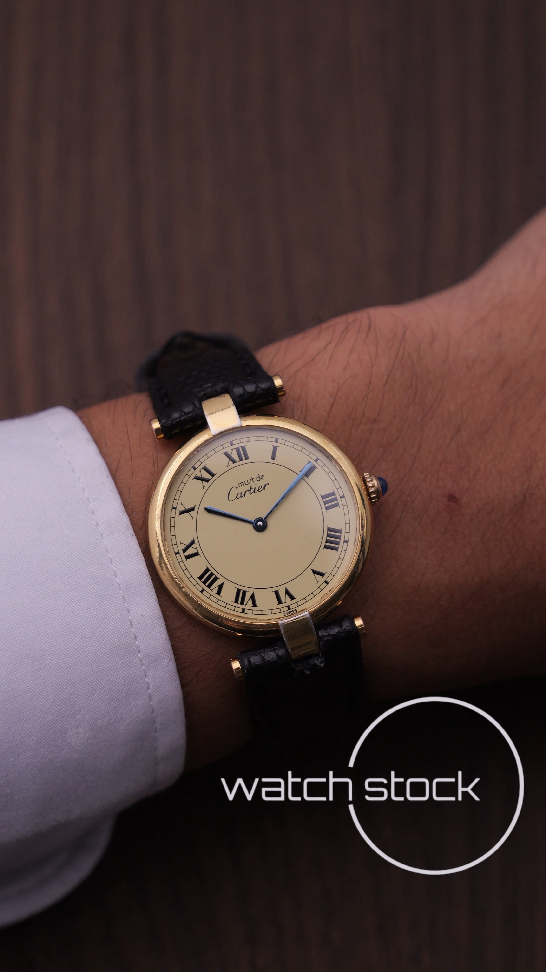 Cartier Vendome Full set 30mm Lemon Roman dial anno 1990