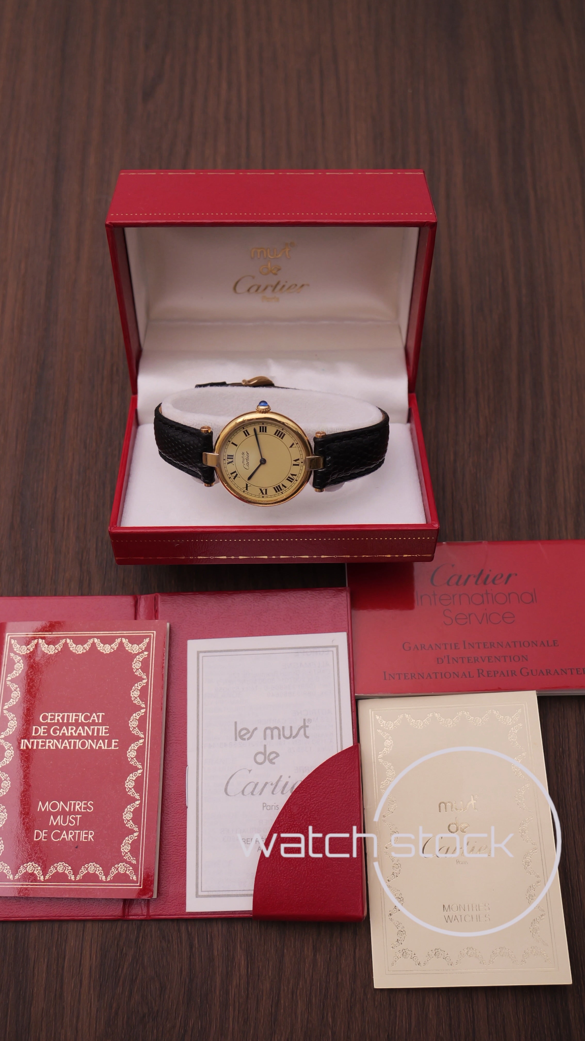 Cartier Vendome Full set 30mm Lemon Roman dial anno 1990