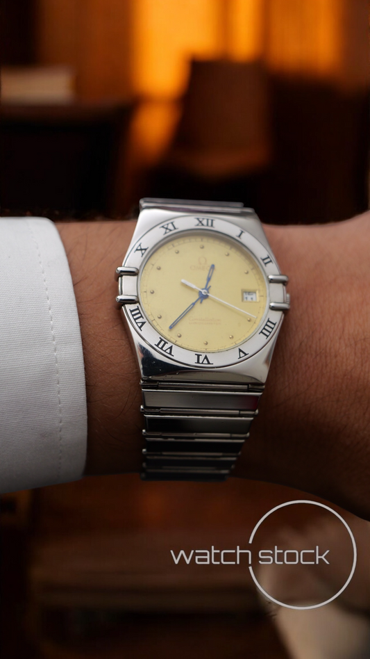 Omega constellation quarz (34mm) yellow dial vintage