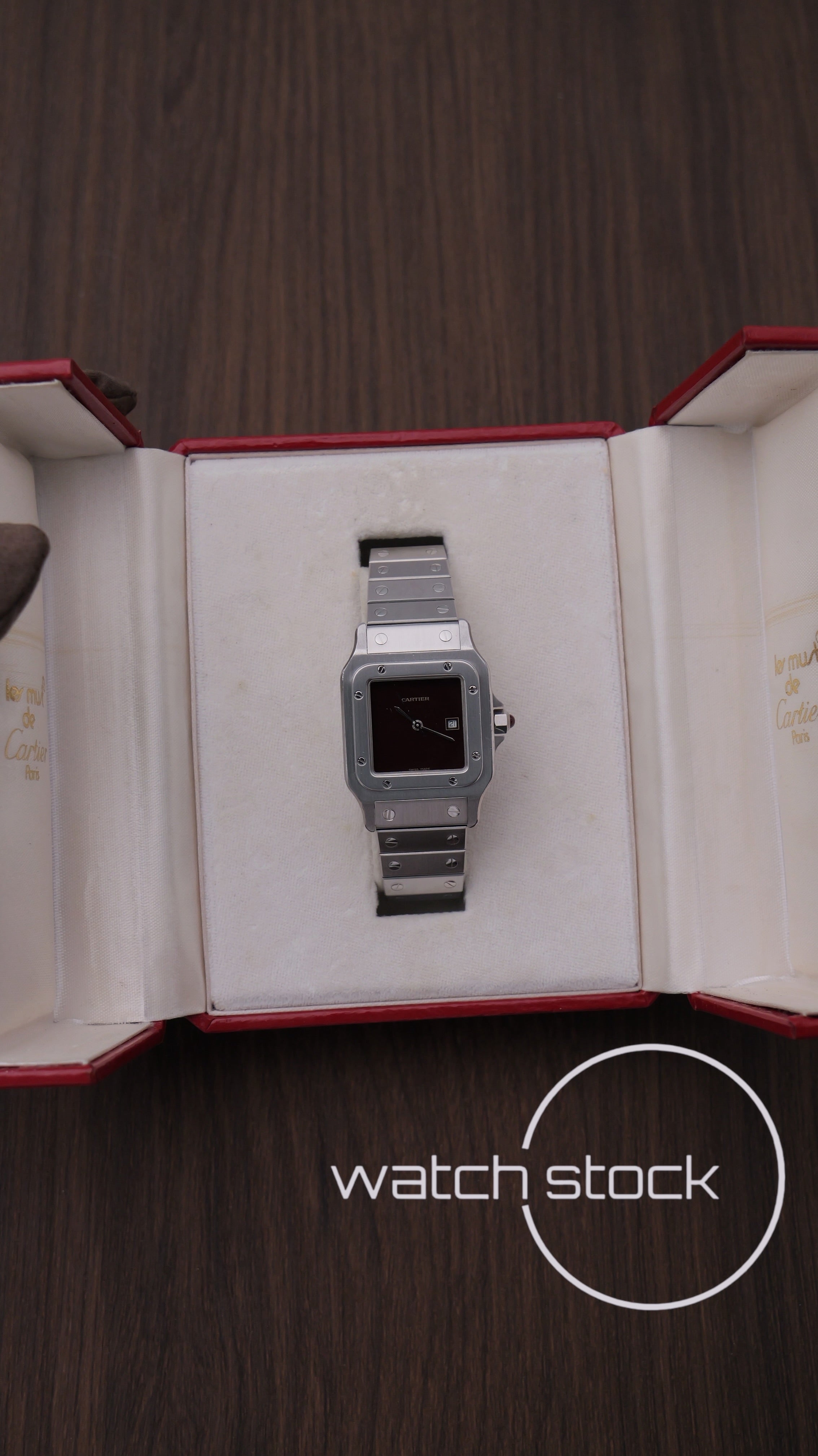 Cartier santos carre burgundy 29x41mm men ref.2960 Automatic