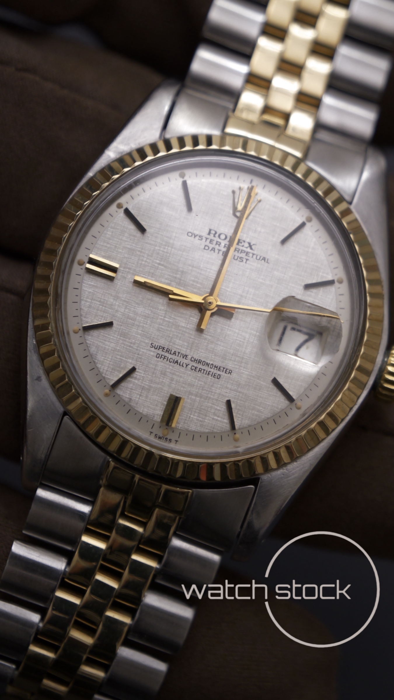 Rolex datejust linen dial 36mm ref. 1601 steel / gold bitonale