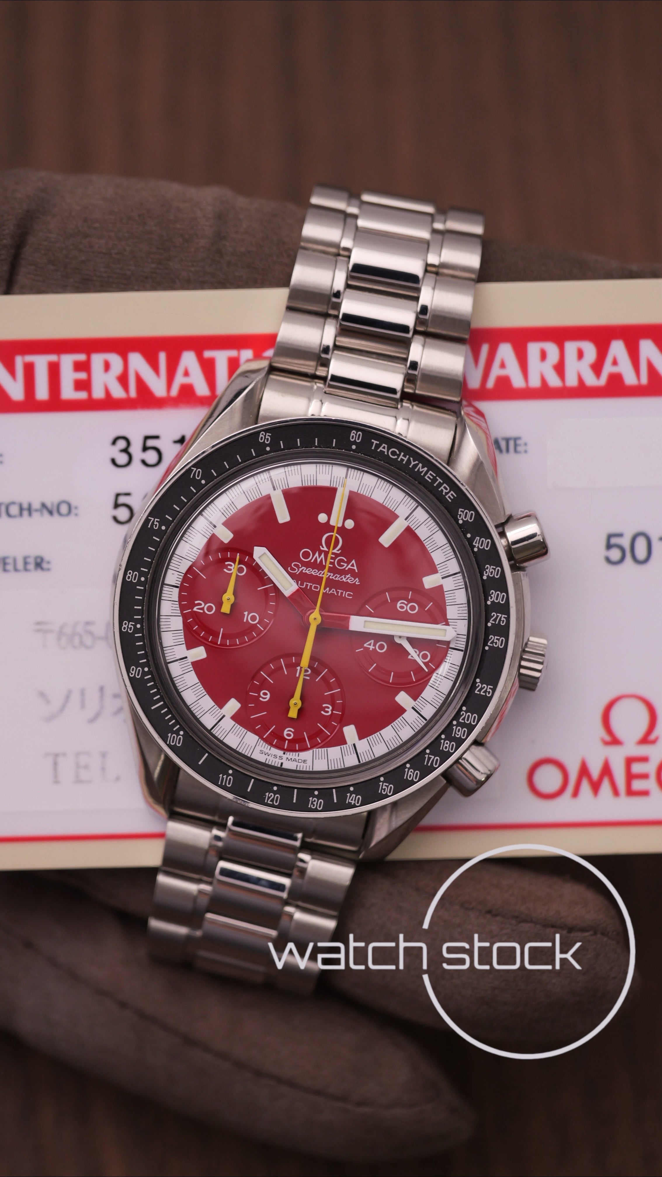 Omega speedmaster Schumacher reduced red dial ref. 175.0032 39mm automatic 1995